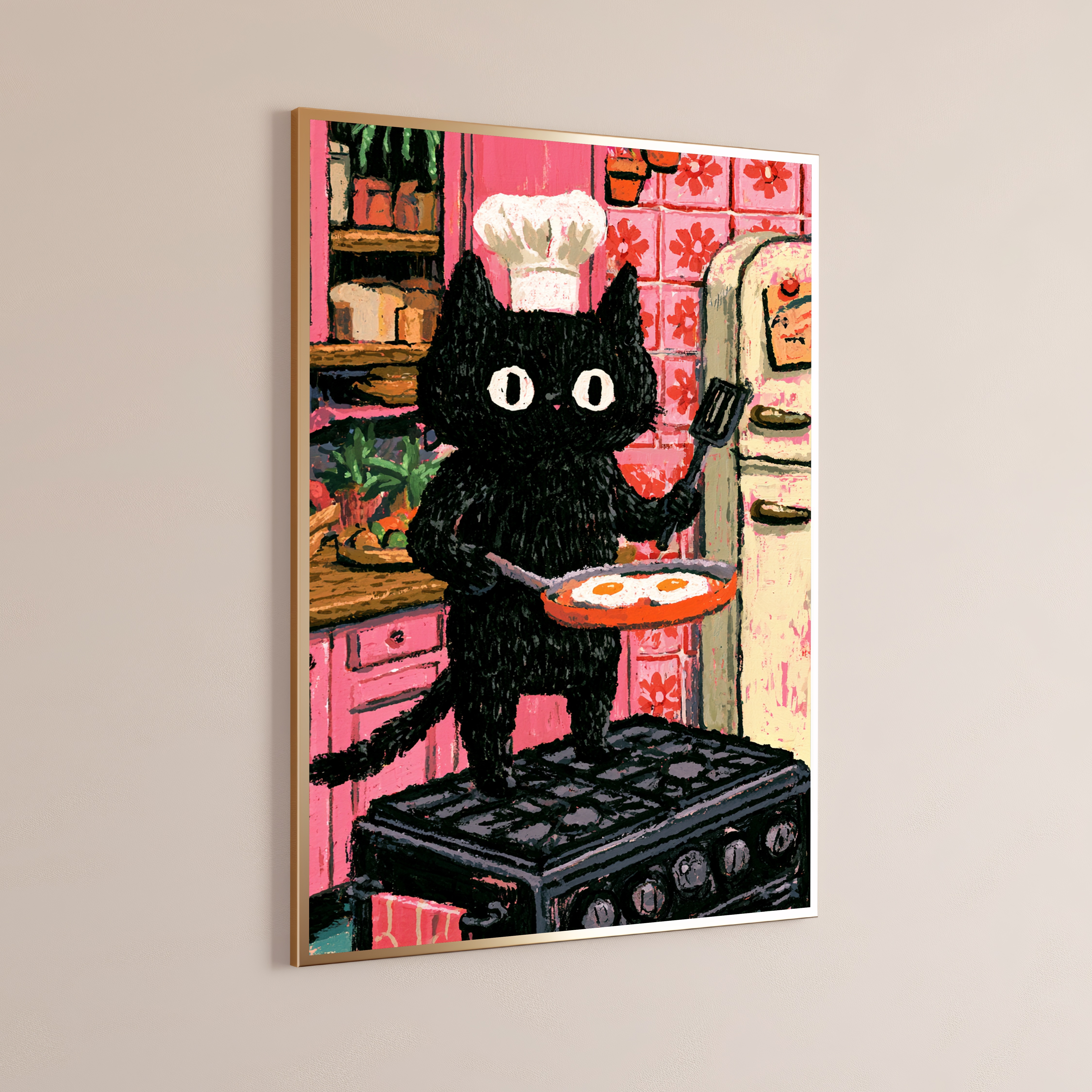 Black Cat Chef Kitchen Pop Art Print