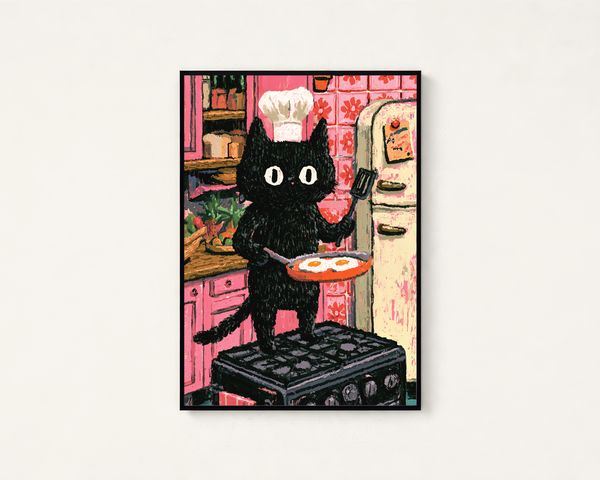 Black Cat Chef Pop Art Print