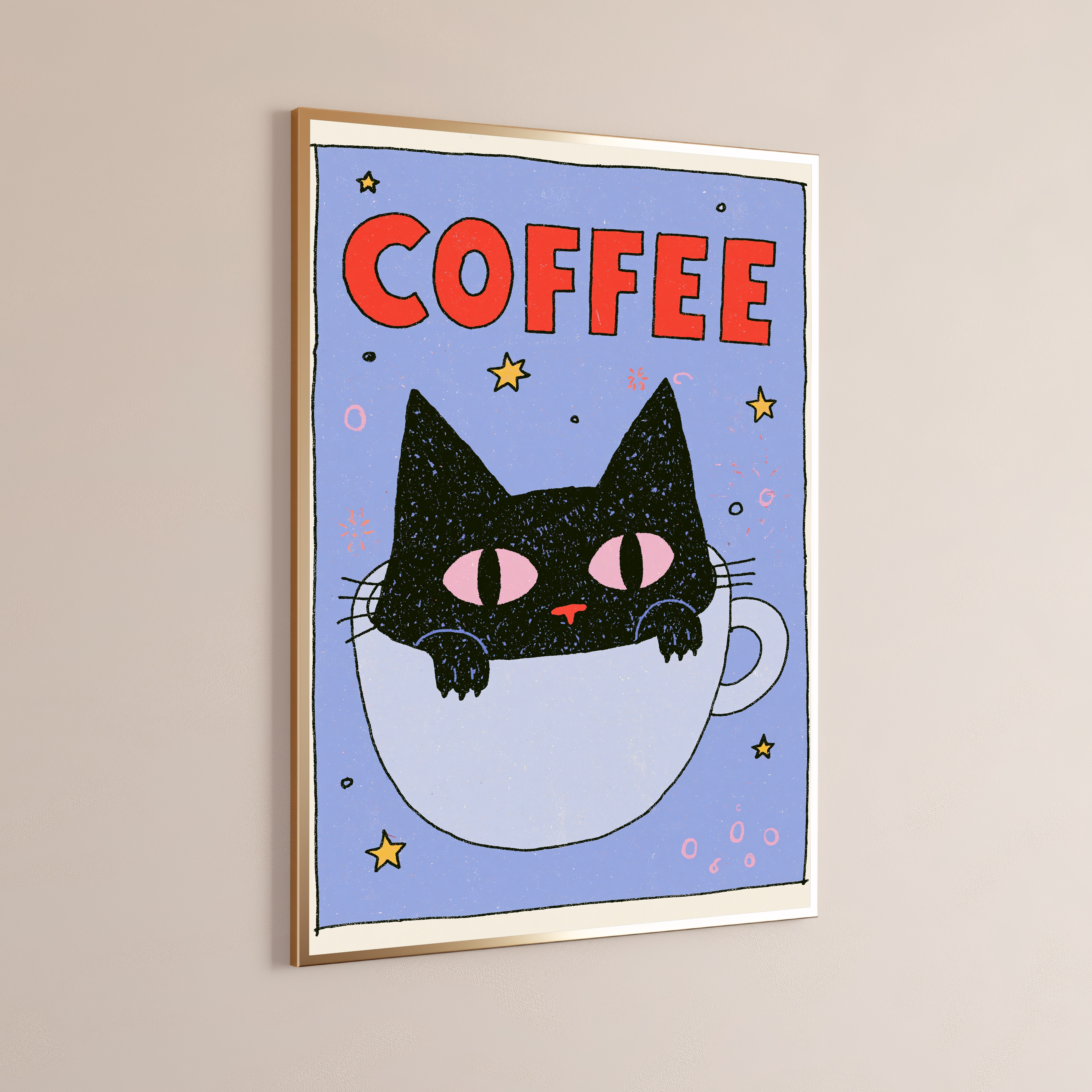 Black Cat Coffee Mug Pop Art Print