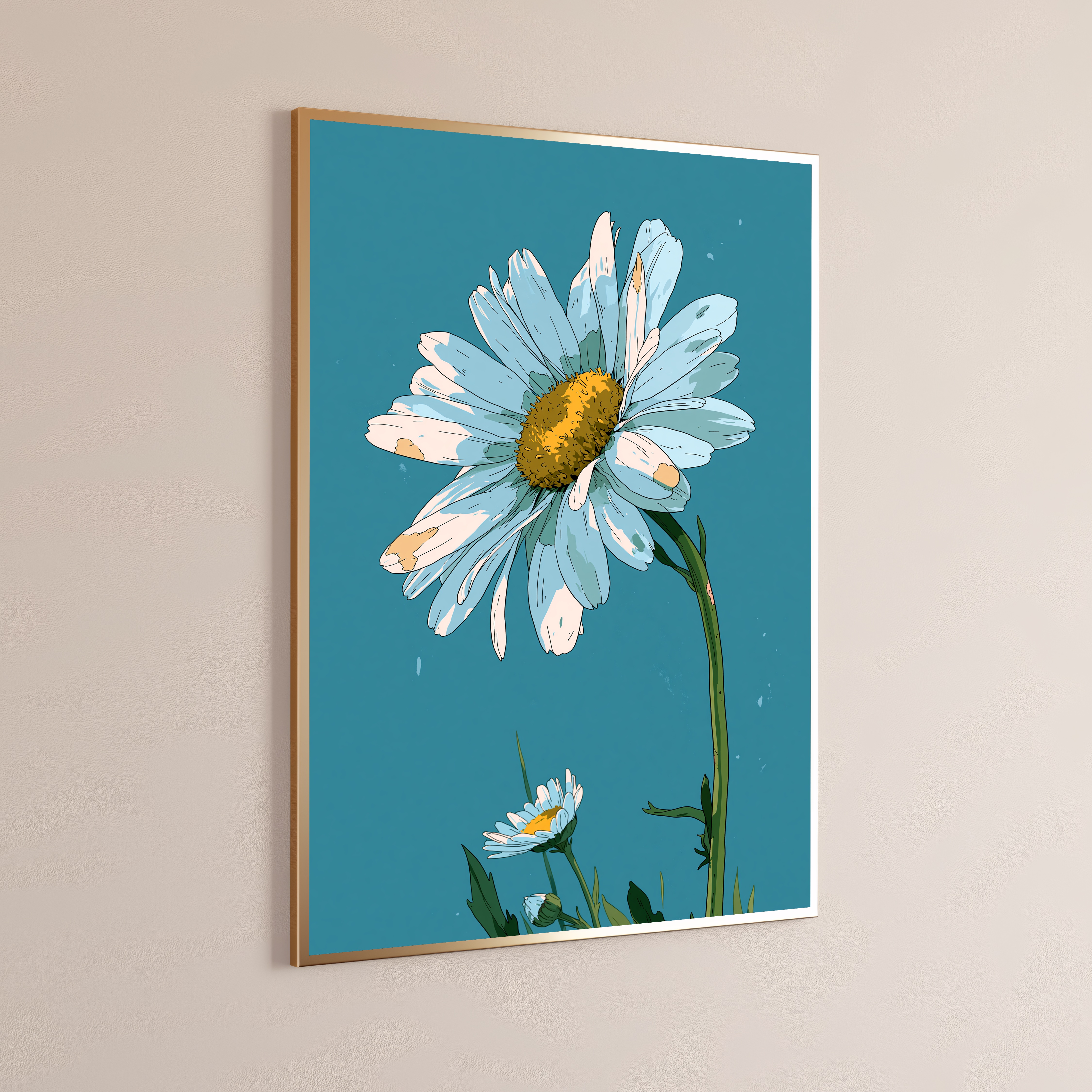 Blue Daisy Flower Pop Art Print