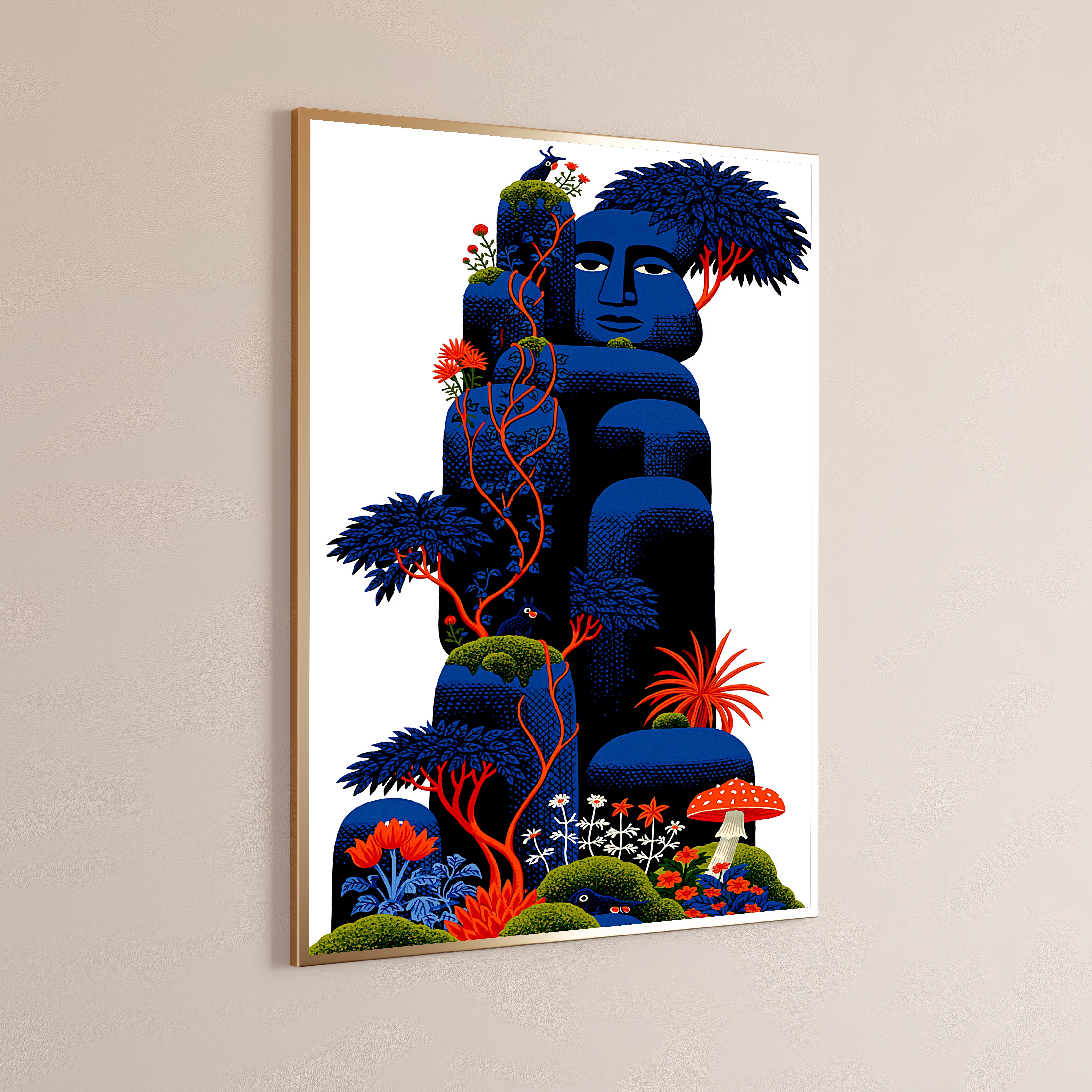 Blue Forest Head Portrait Print