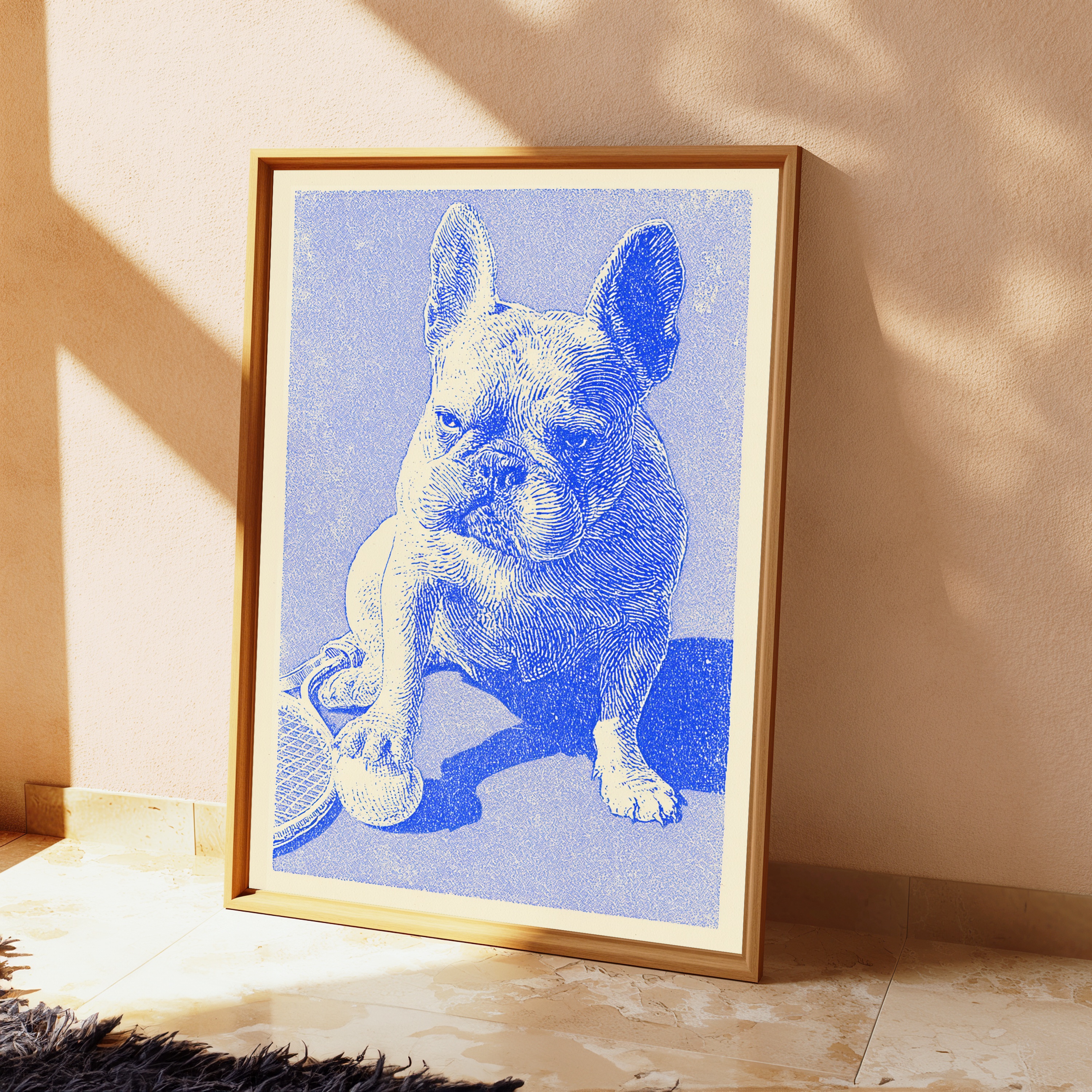 Blue French Bulldog Portrait Print view 2
