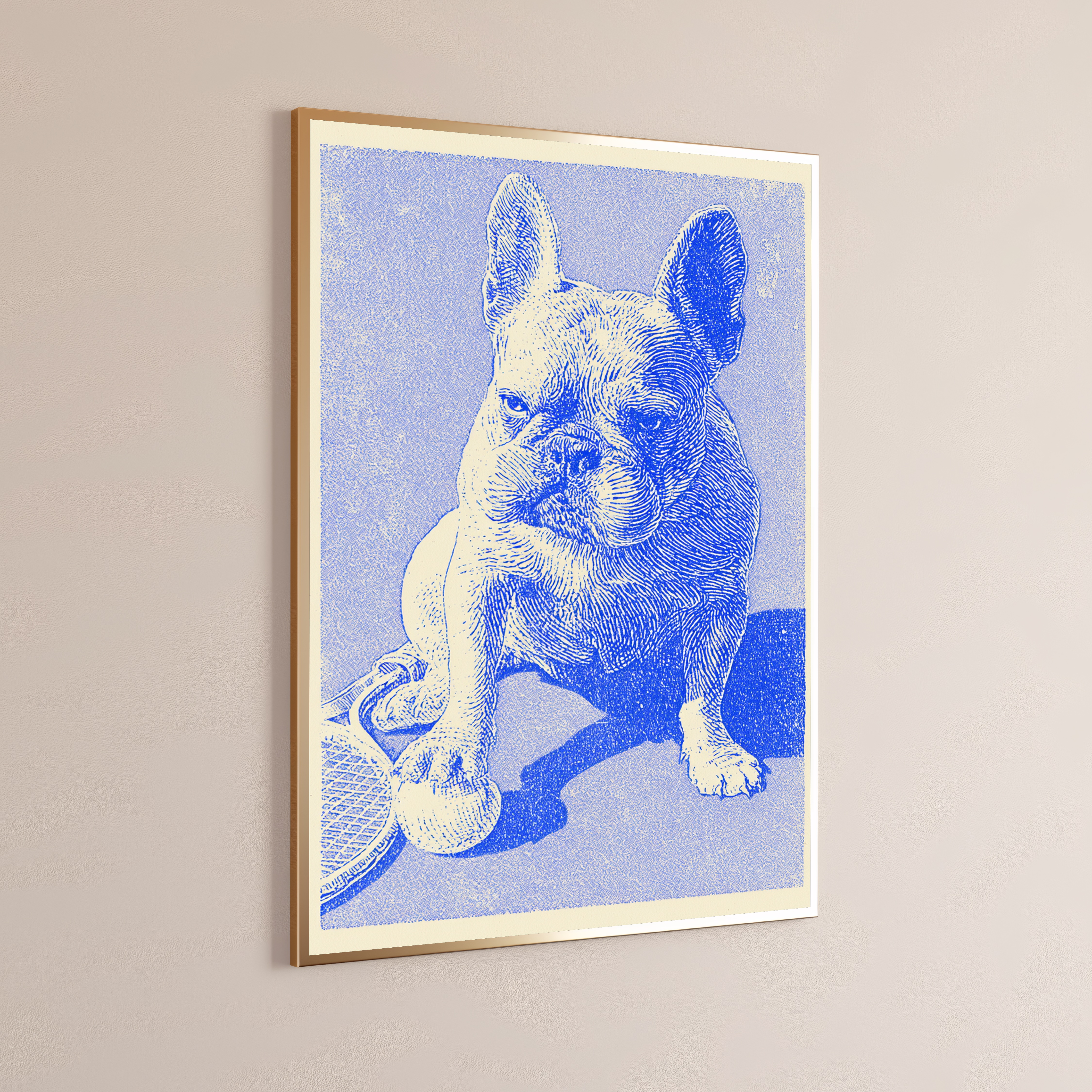 Blue French Bulldog Portrait Print