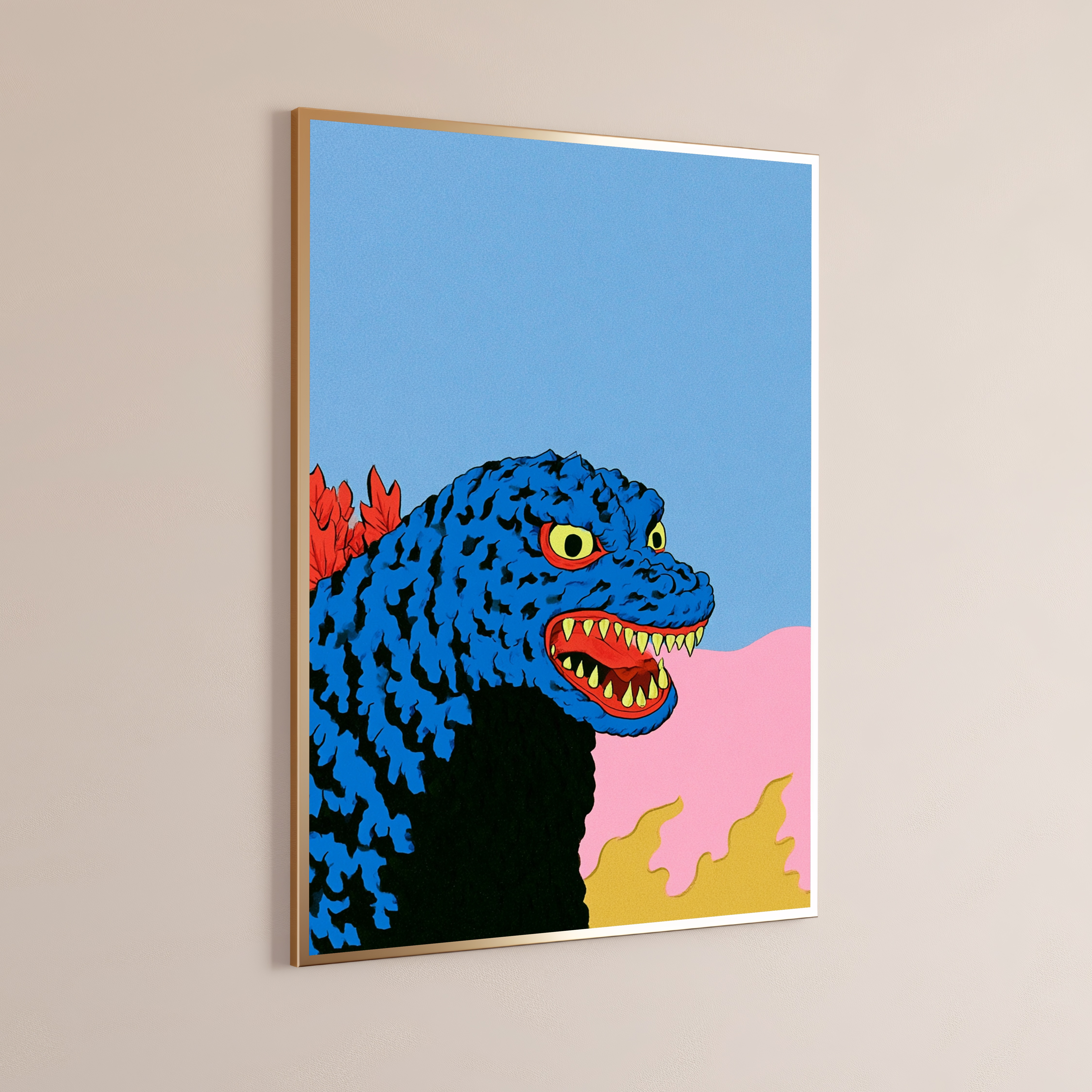 Blue Kaiju Monster Pop Art Print