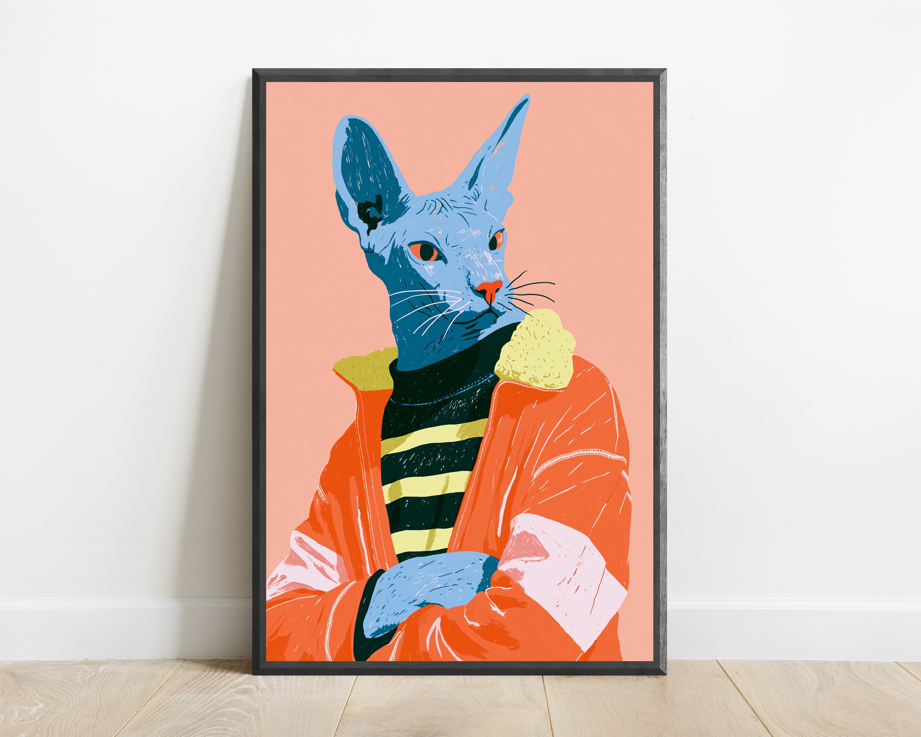 Blue Sphynx Cat Pop Art Print — view 1