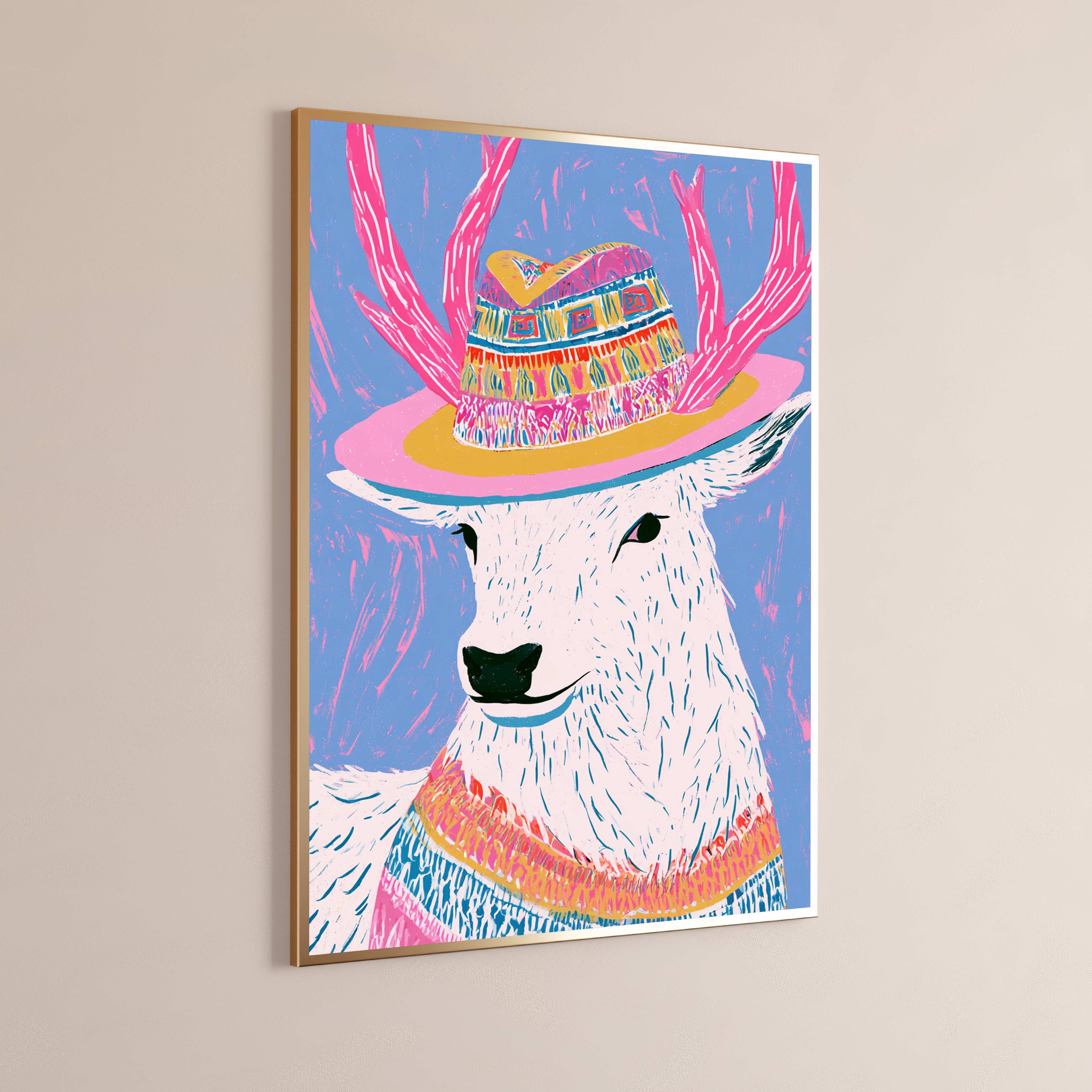 Boho Llama Sombrero Pop Art Print