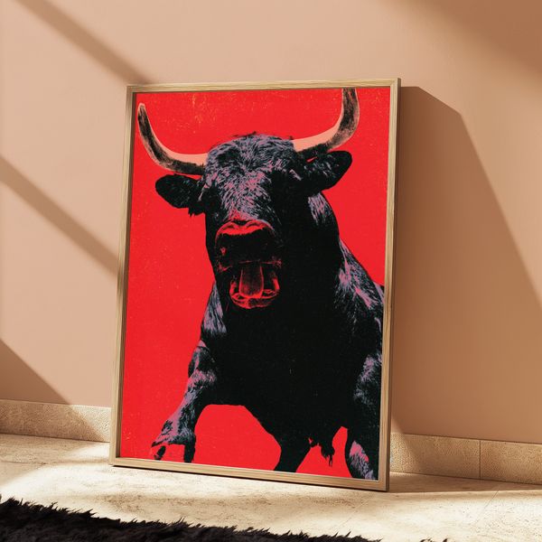 Bold Red Bull Pop Art Print