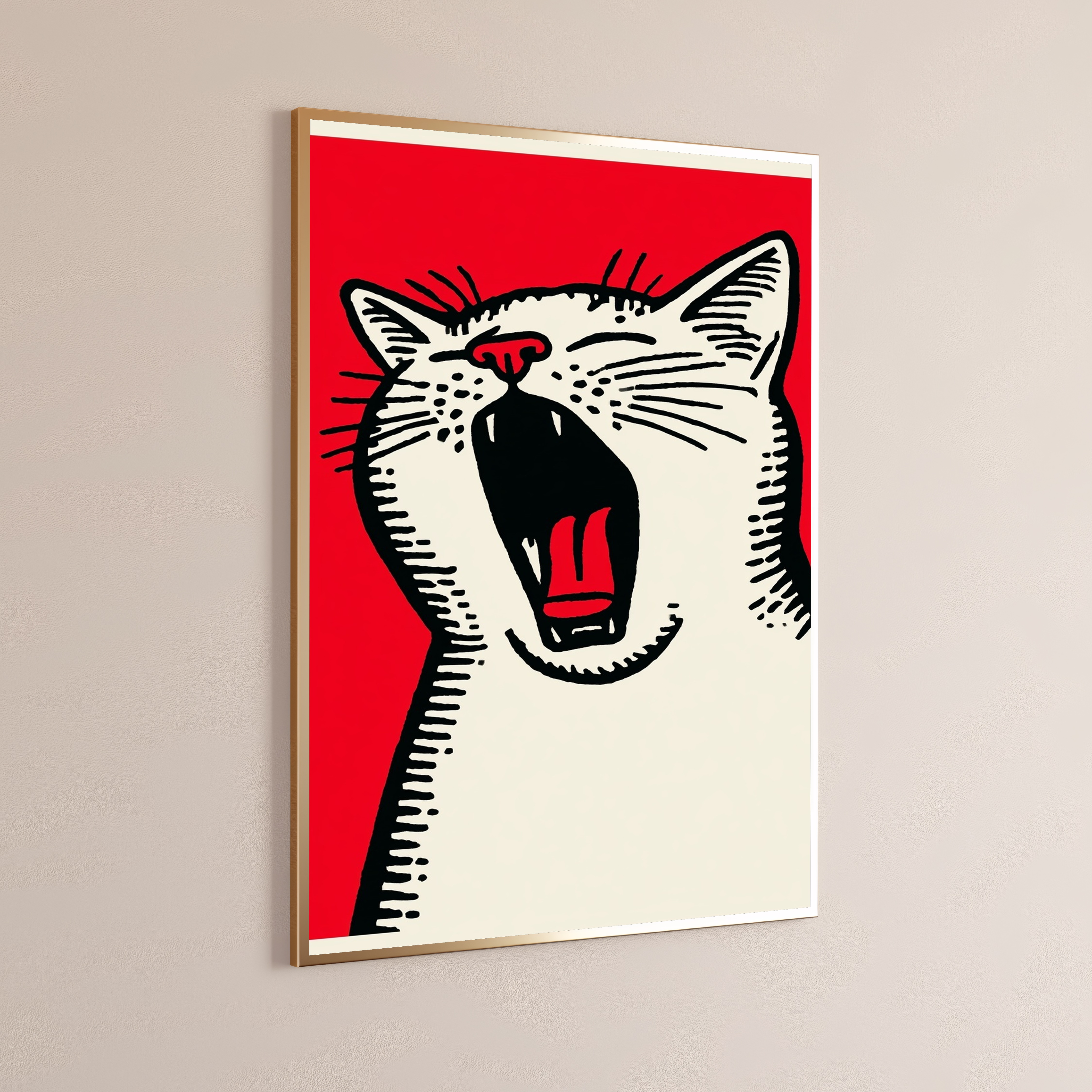 Bold Roaring Cat Pop Art Print