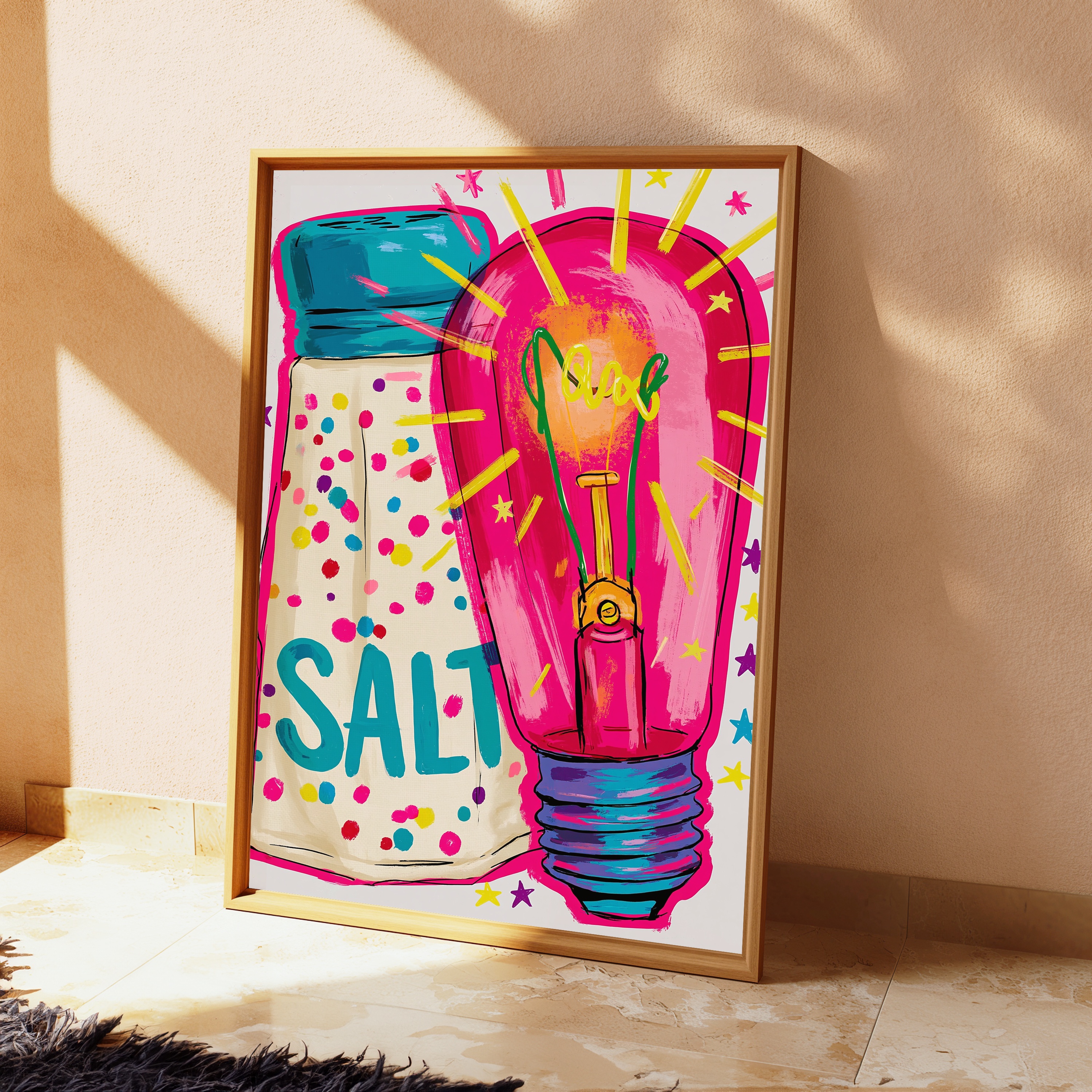 Bright Lightbulb Pop Art Print view 2