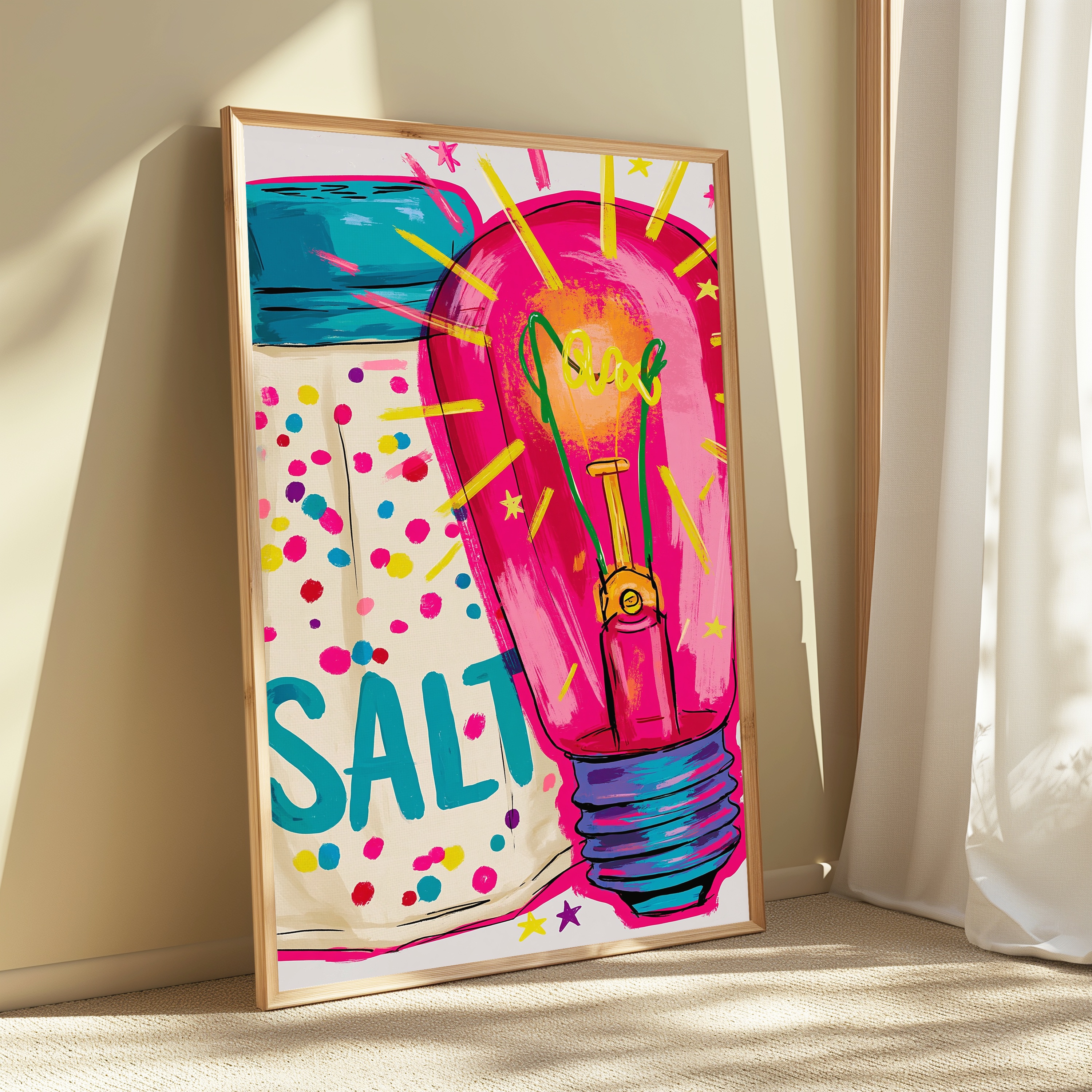 Bright Lightbulb Pop Art Print view 3