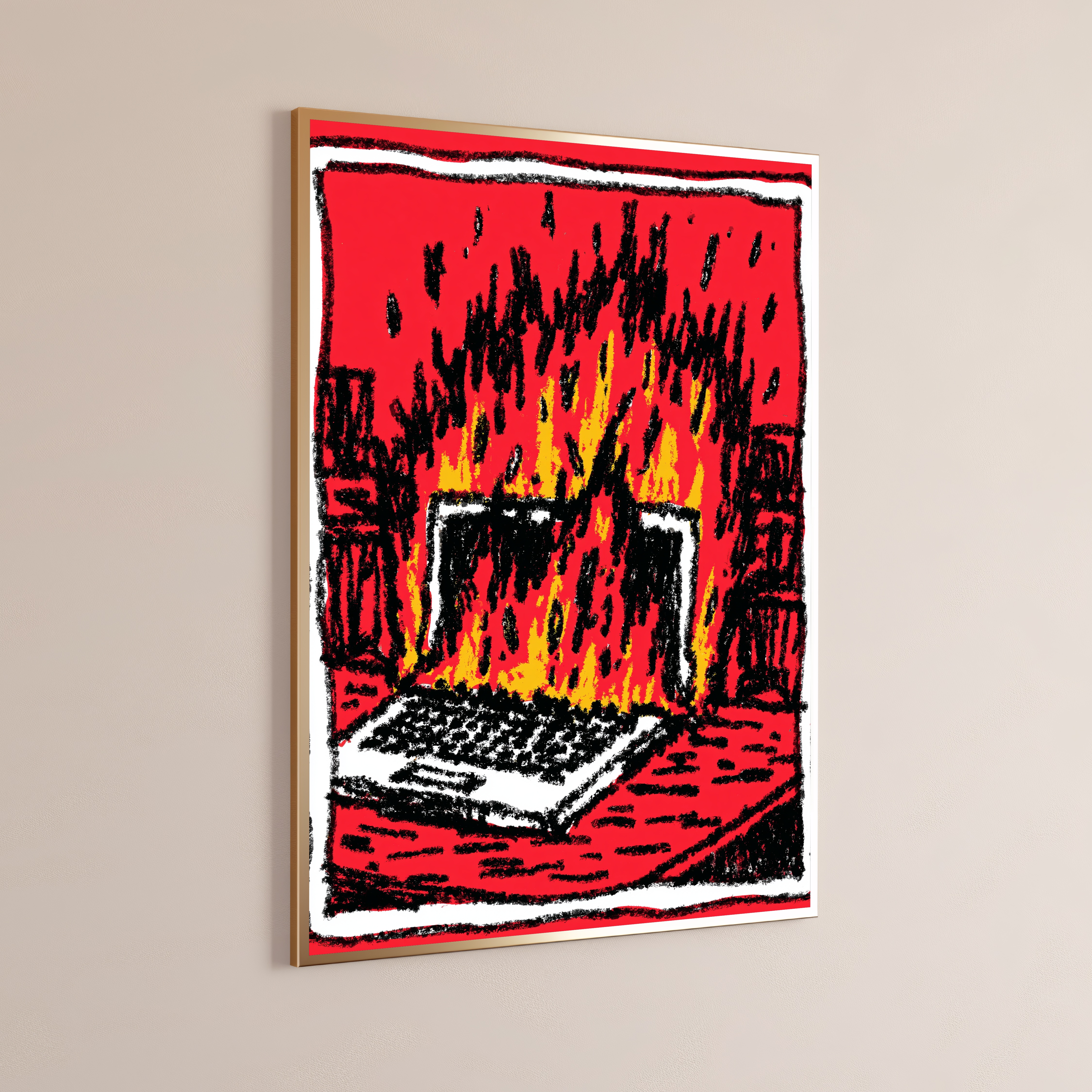 Burning Book Flames Red Pop Art Print