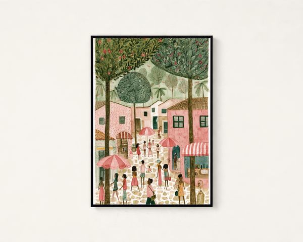 Mediterranean Village Square Print