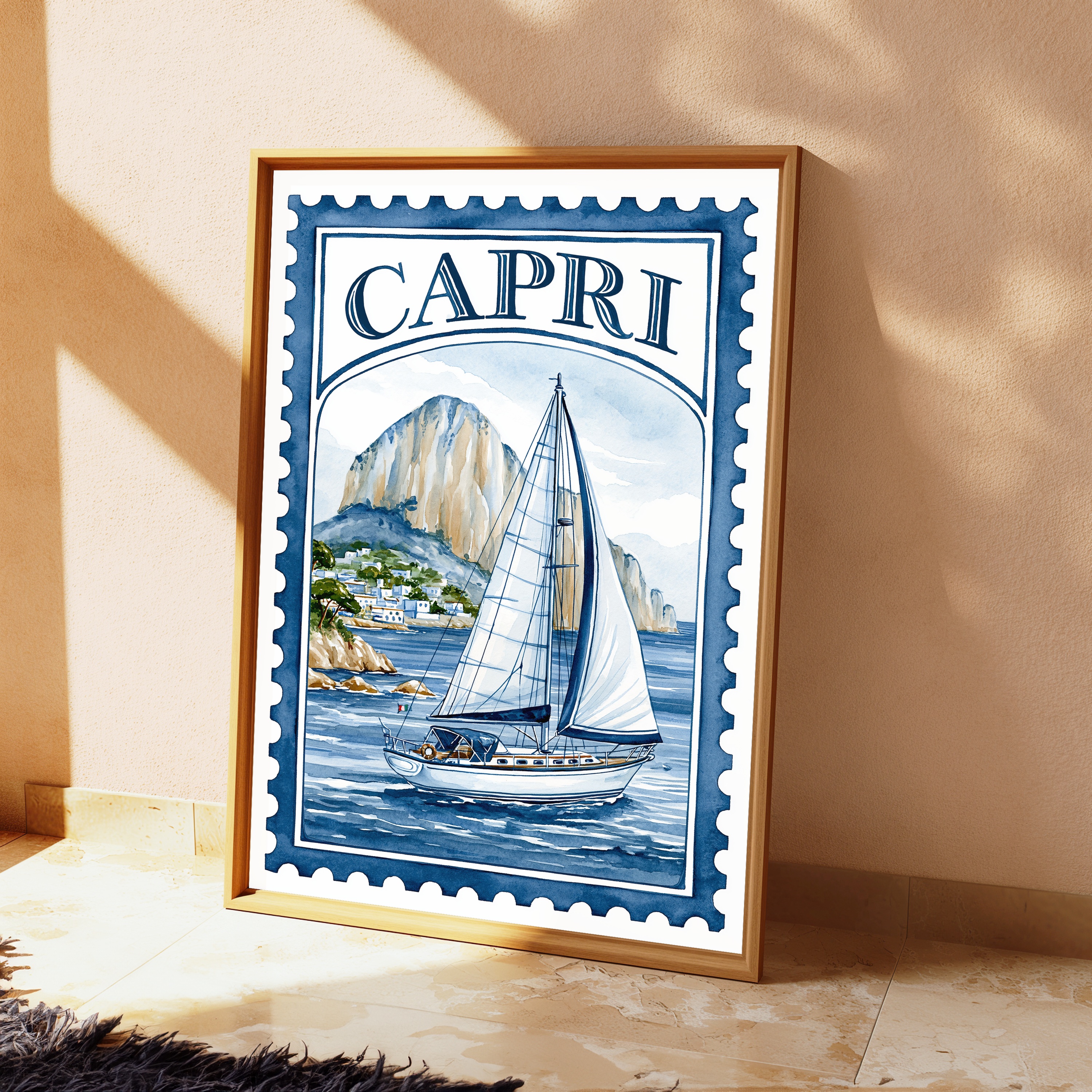 Capri Sailboat Vintage Travel Poster view 2