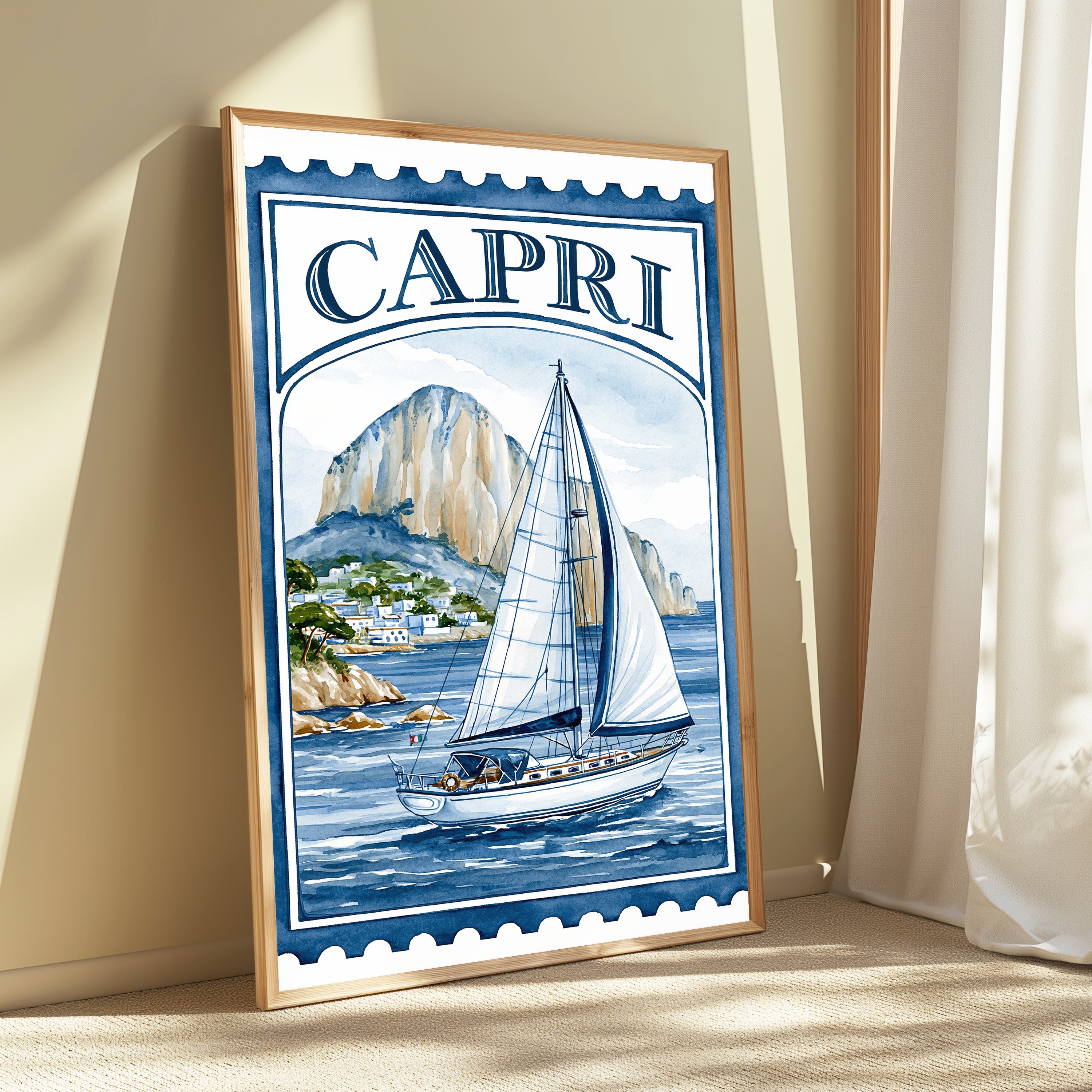 Capri Sailboat Vintage Travel Poster view 3