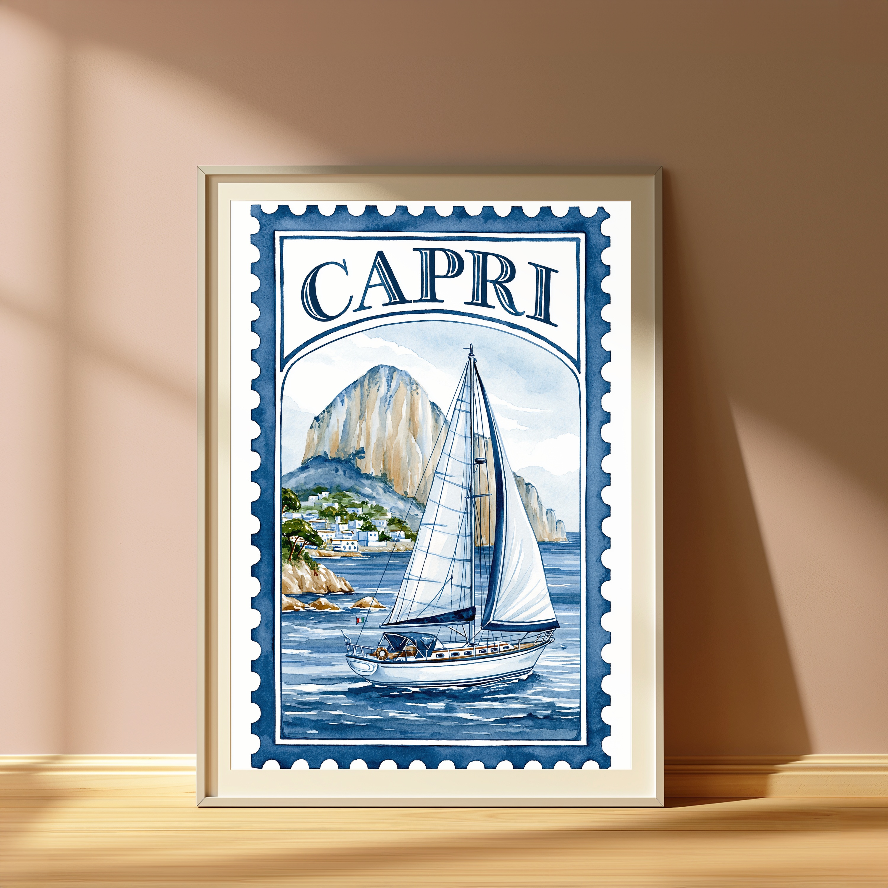 Capri Sailboat Vintage Travel Poster view 4