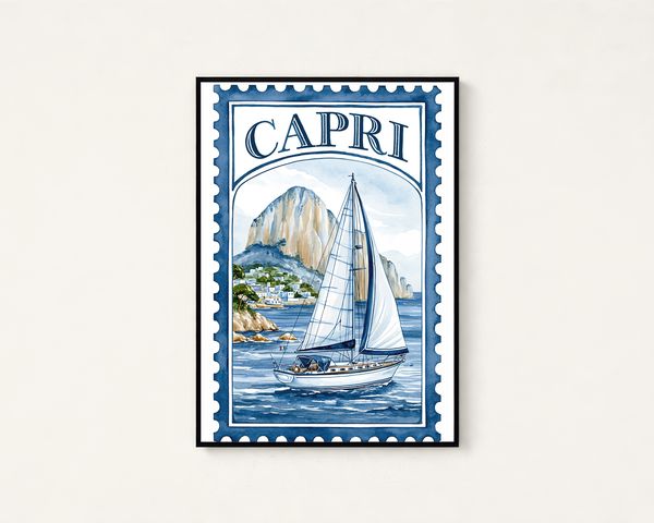 Capri Sailboat Travel Poster