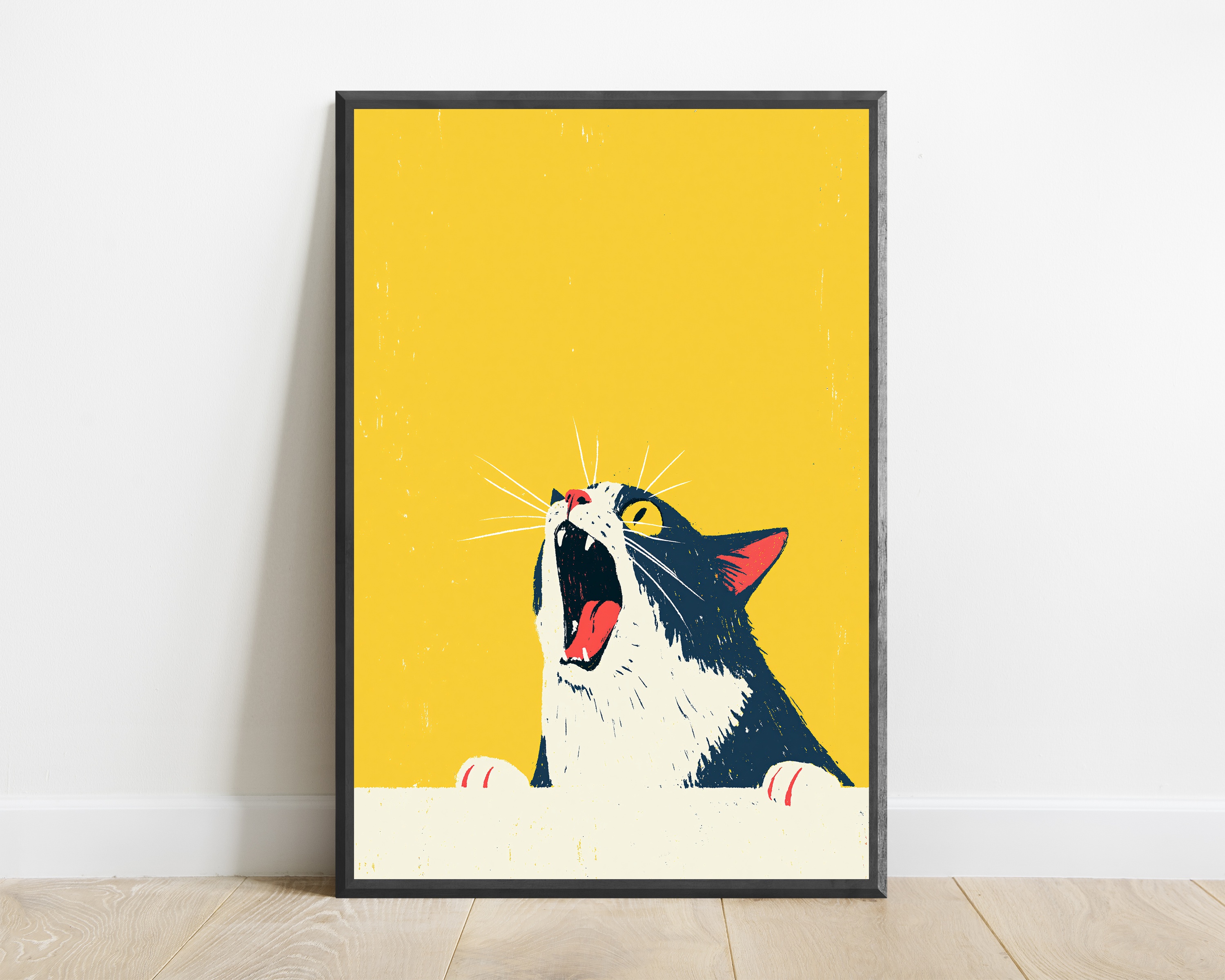 Cheeky Cat Yawning Pop Art Print — view 1