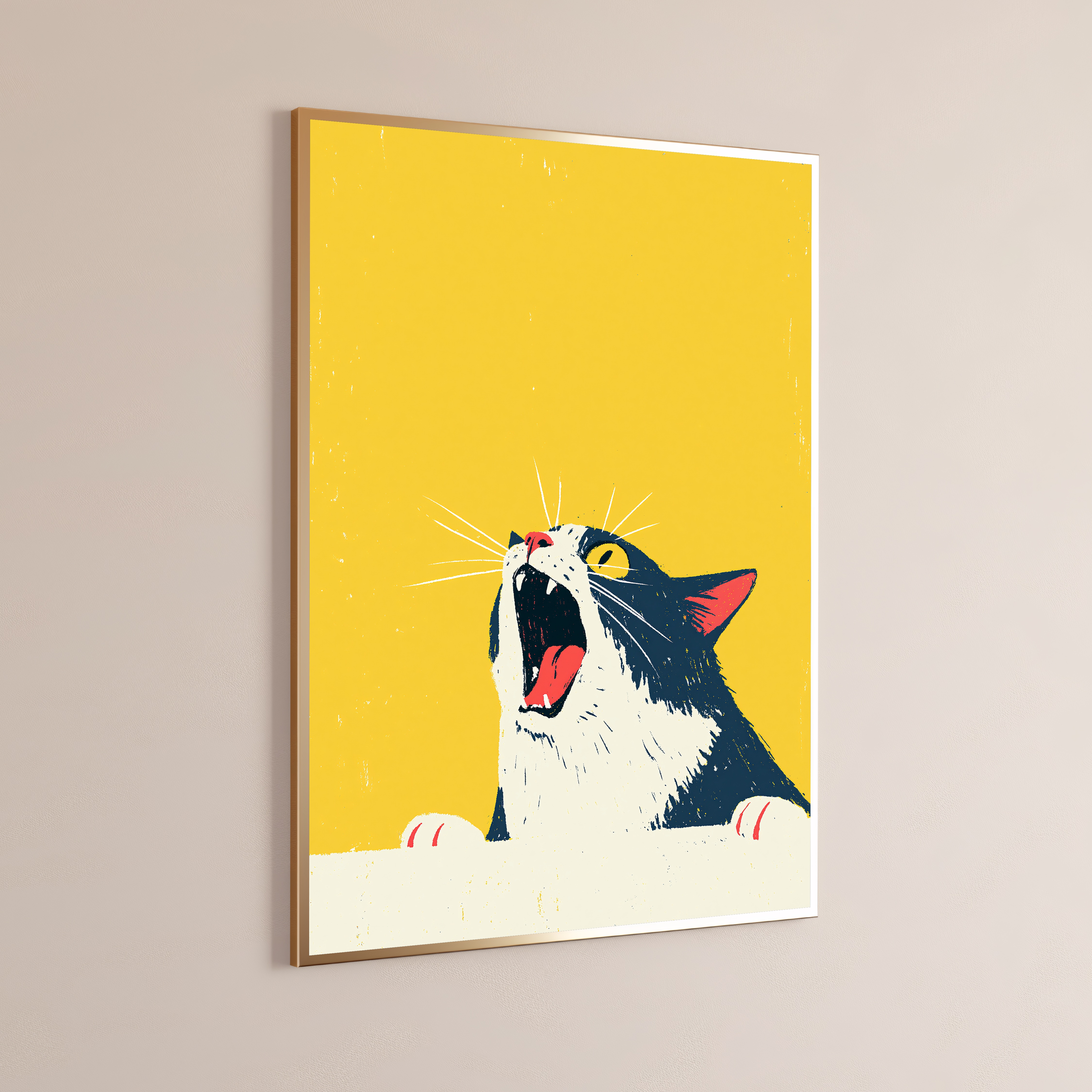 Cheeky Cat Yawning Pop Art Print