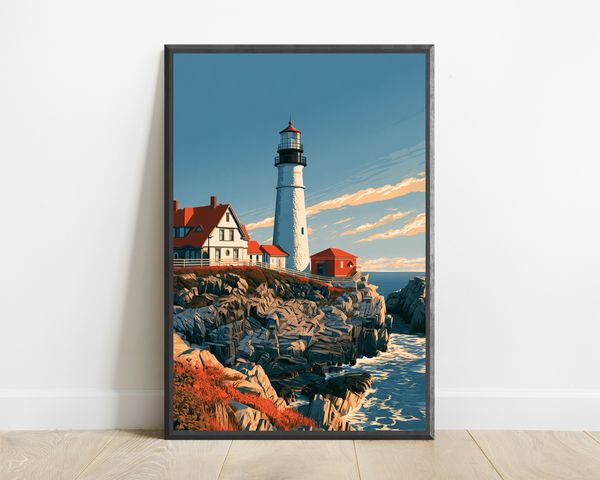 Coastal Lighthouse Red Roof House