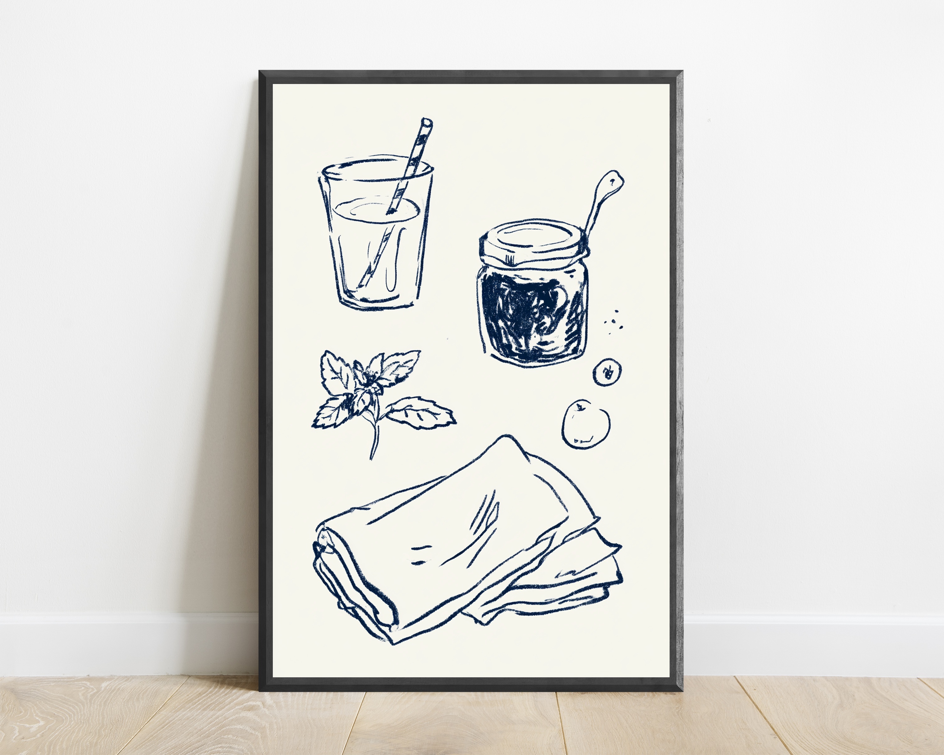 Jam Jar & Mint Botanical Sketch — view 1