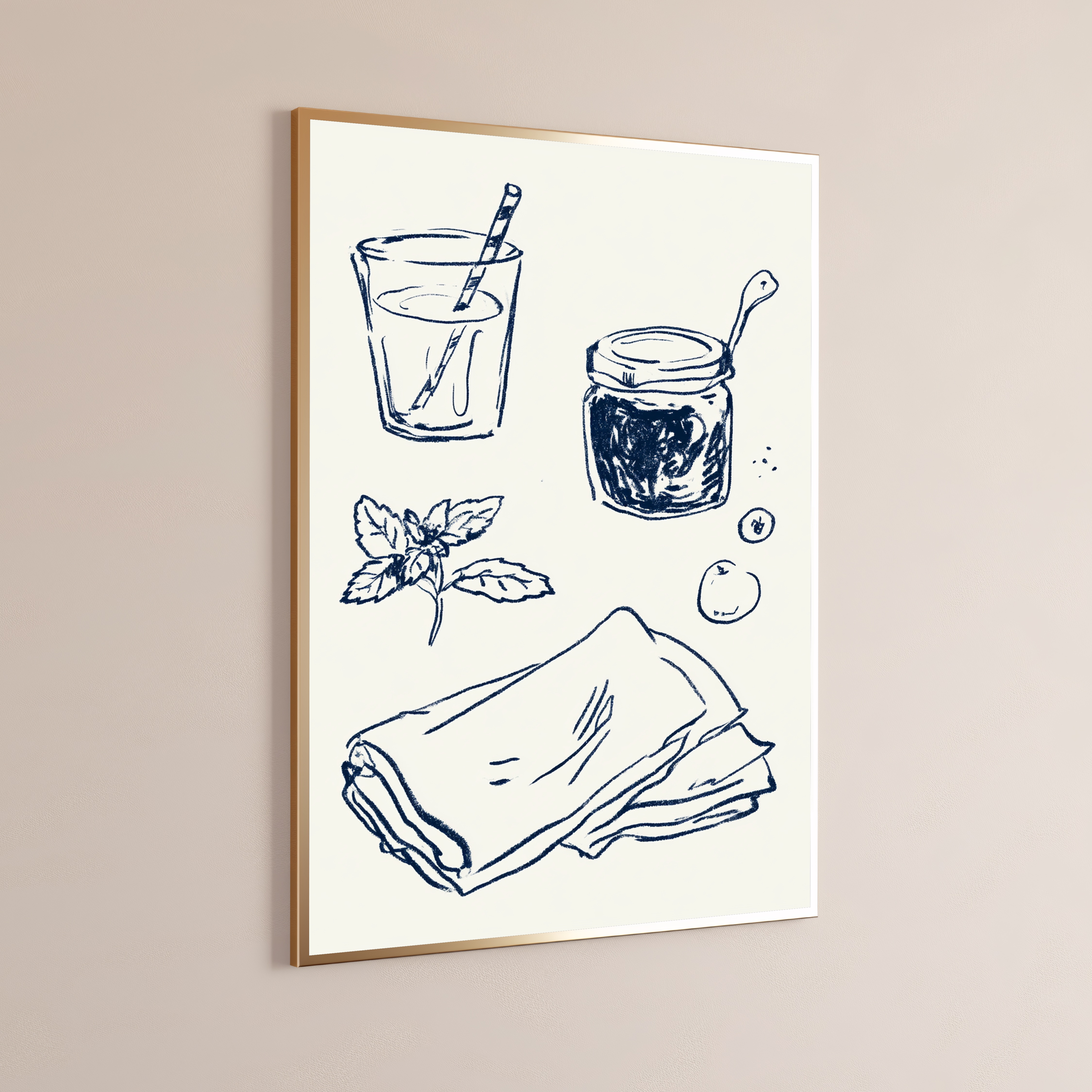 Jam Jar & Mint Botanical Sketch