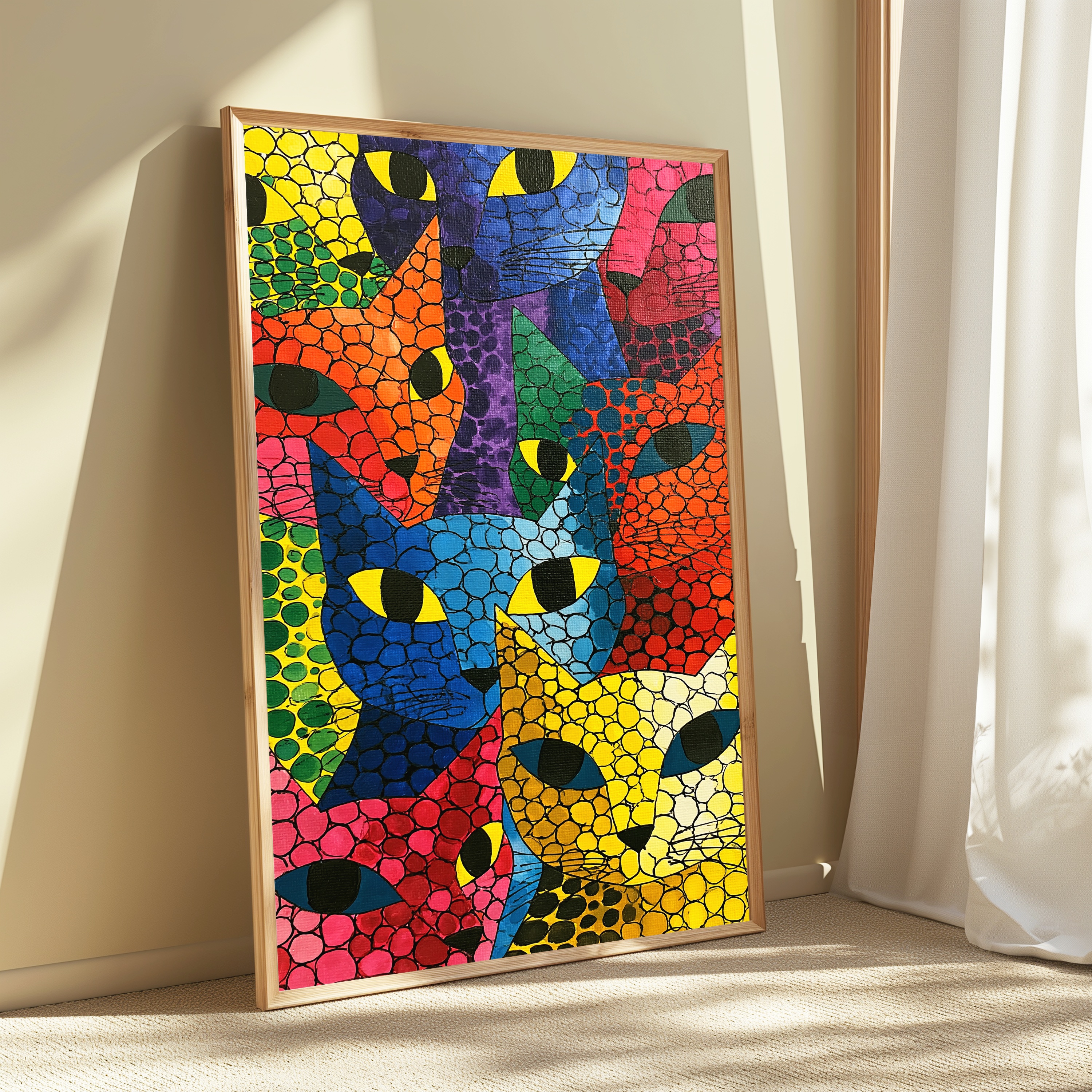 Colorful Cat Mosaic Pop Art Print view 3