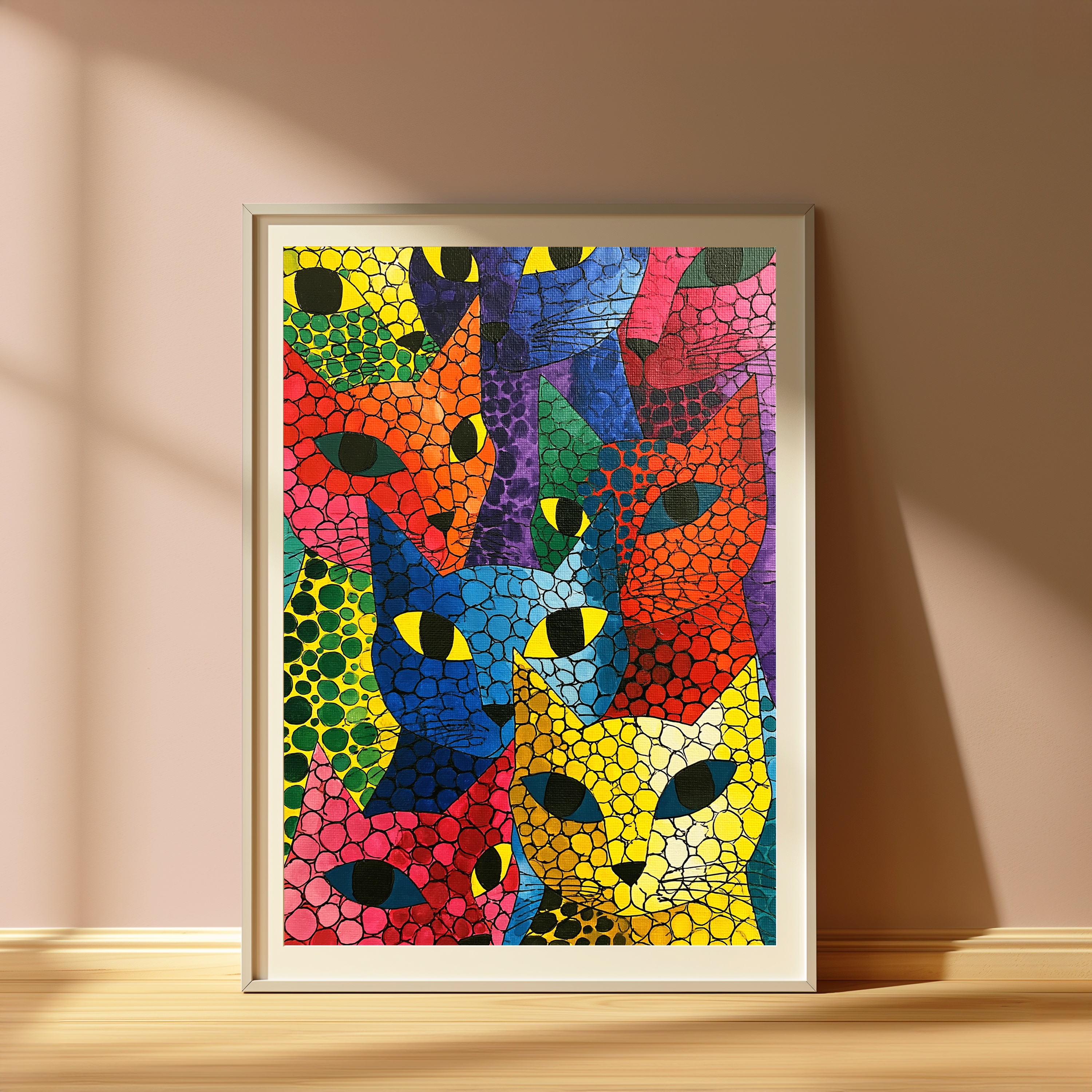 Colorful Cat Mosaic Pop Art Print view 4