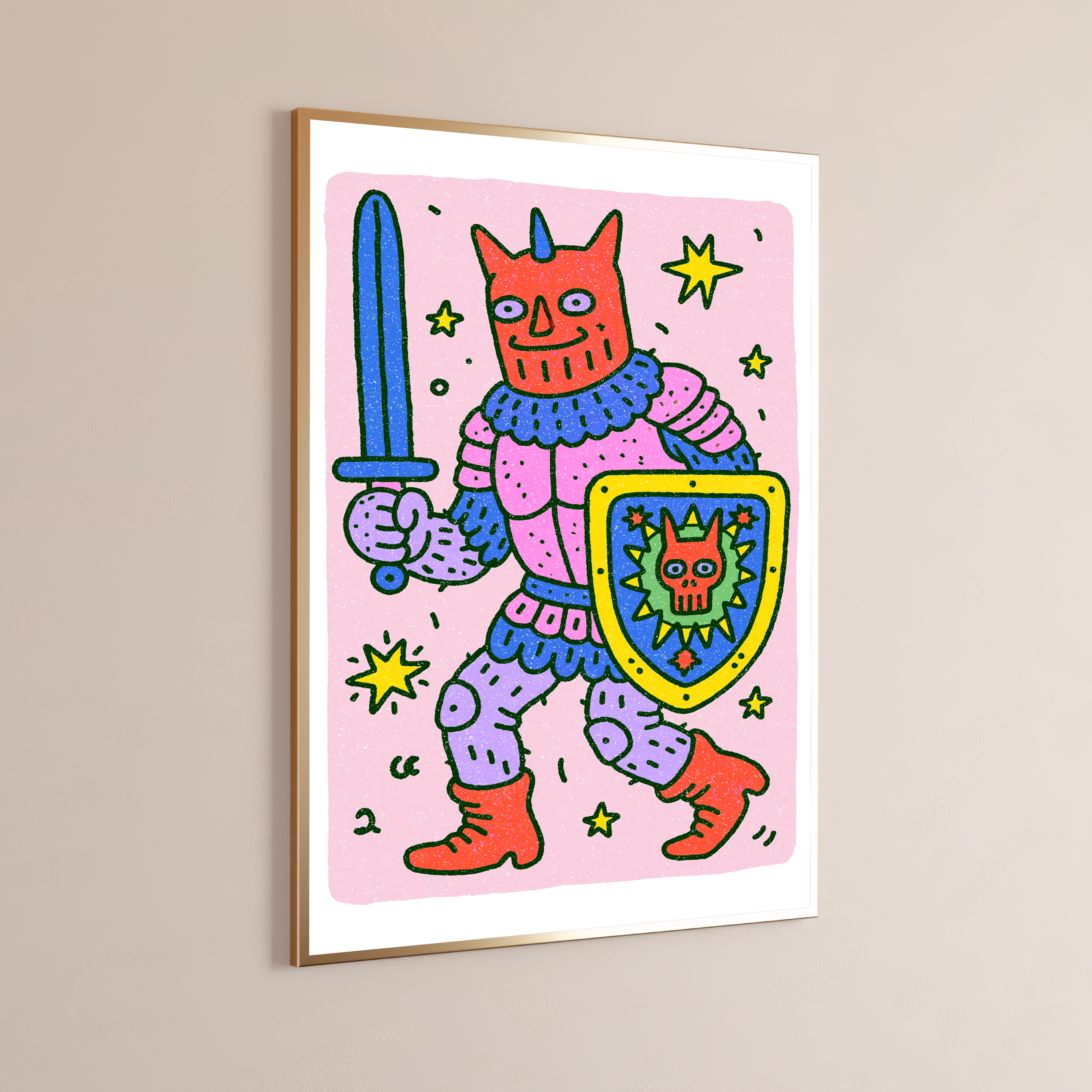 Colorful Demon Warrior Pop Art Print
