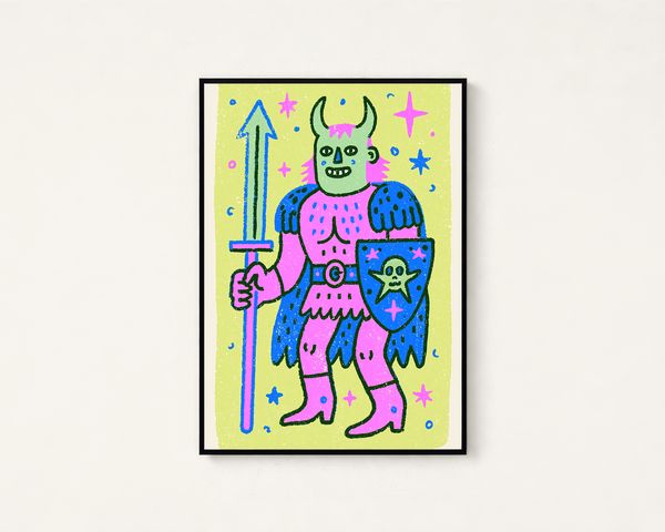 Colorful Demon Warrior Pop Art Print
