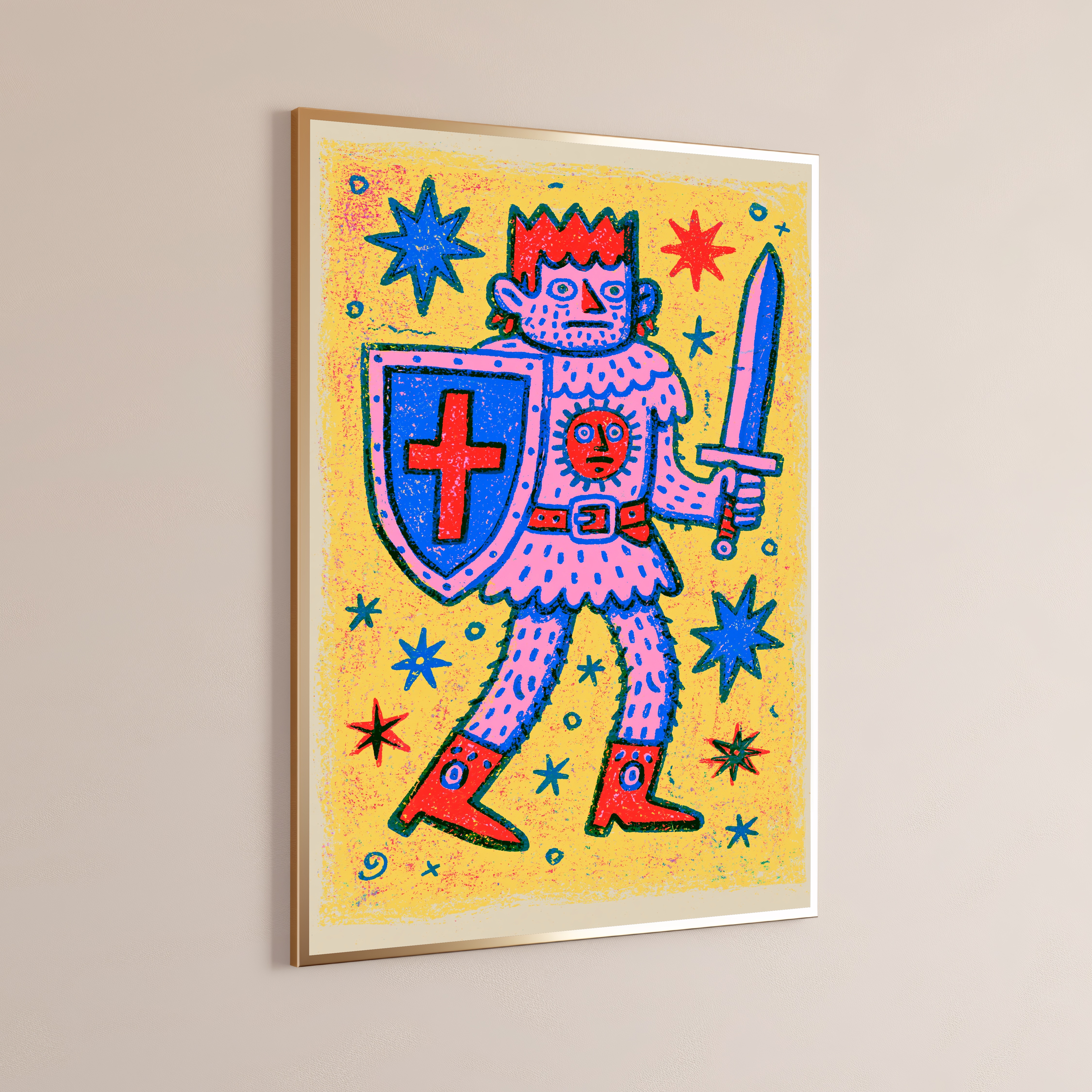 Colorful Demon Warrior Pop Art Print