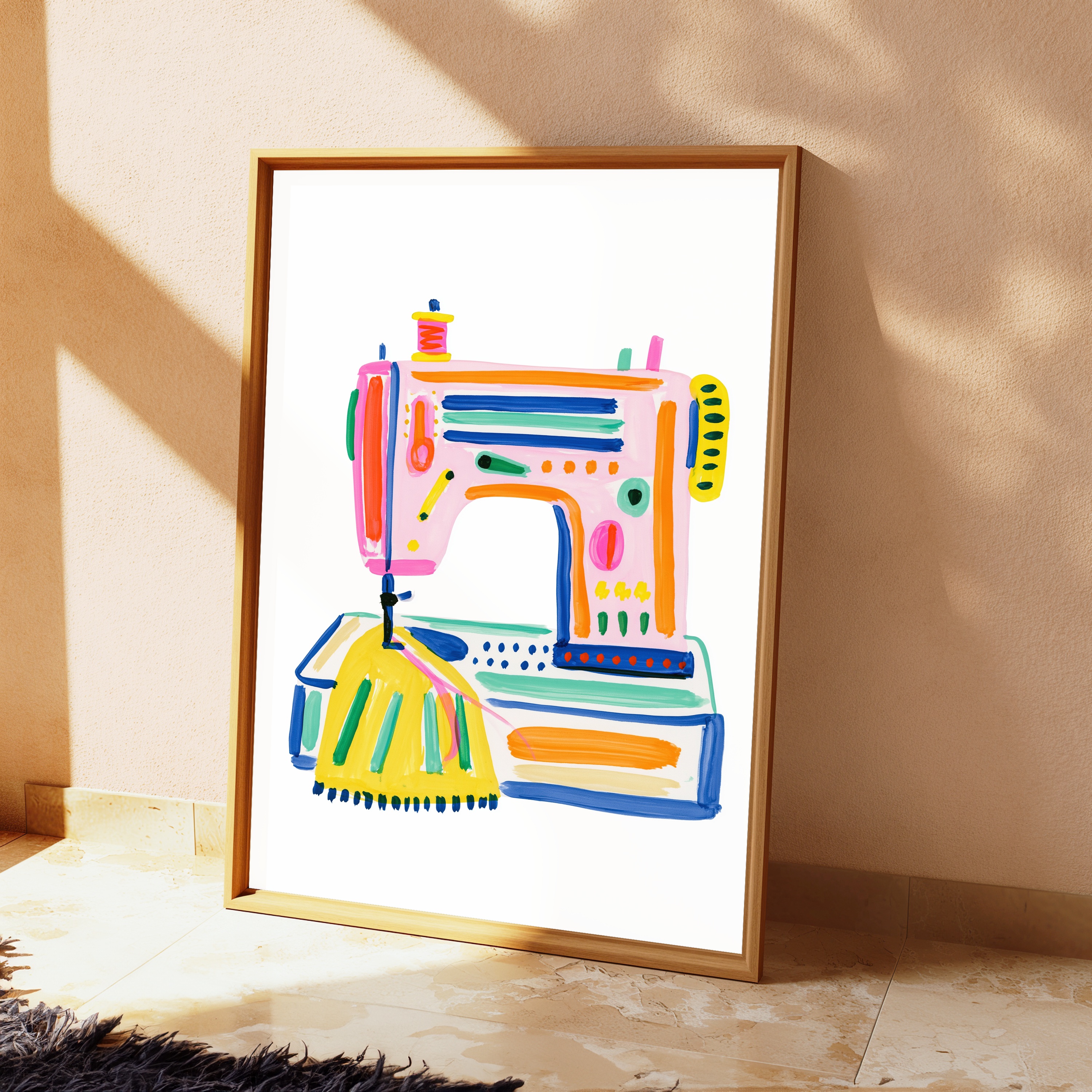Colorful Sewing Machine Pop Art Print view 2
