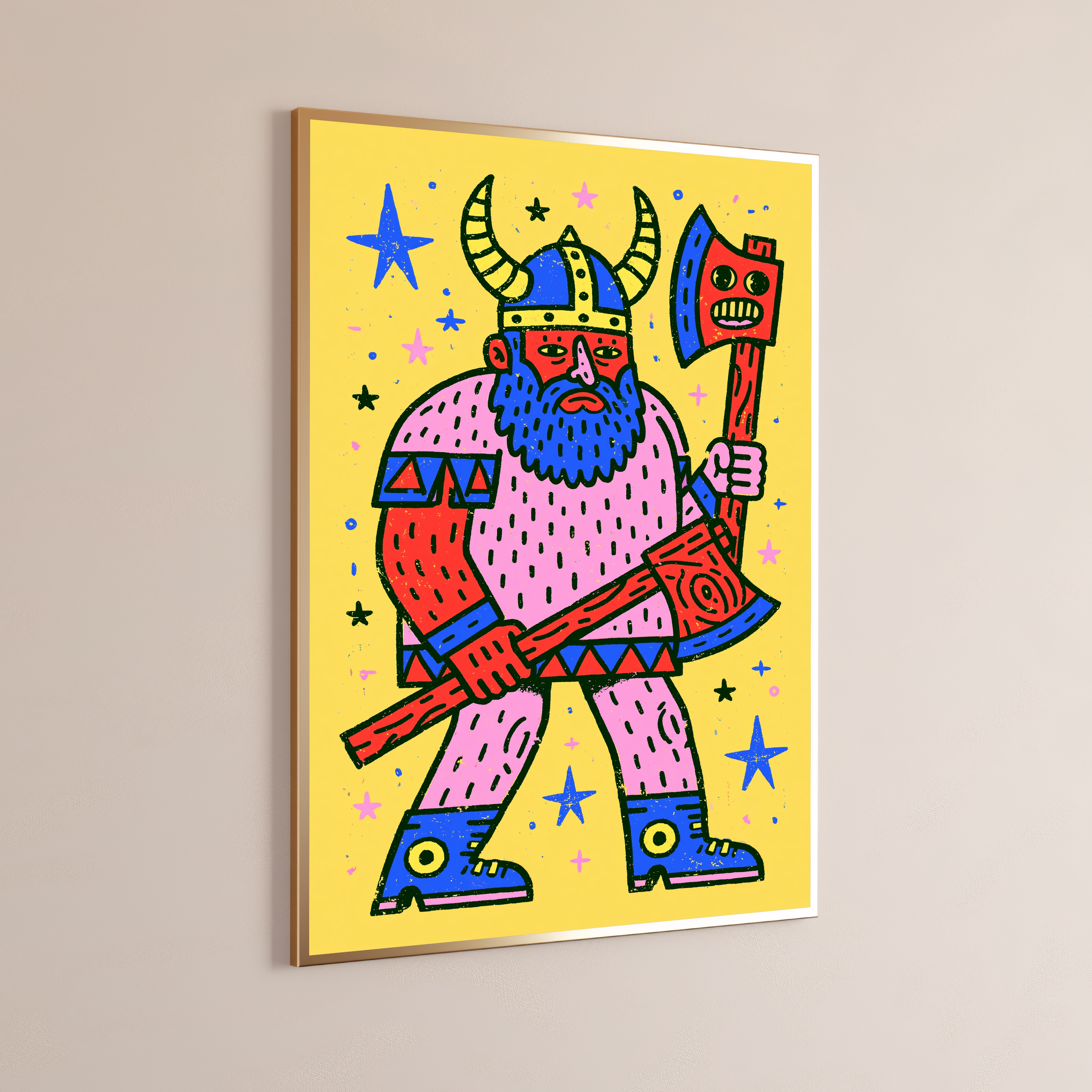Colorful Viking Warrior Pop Art Print