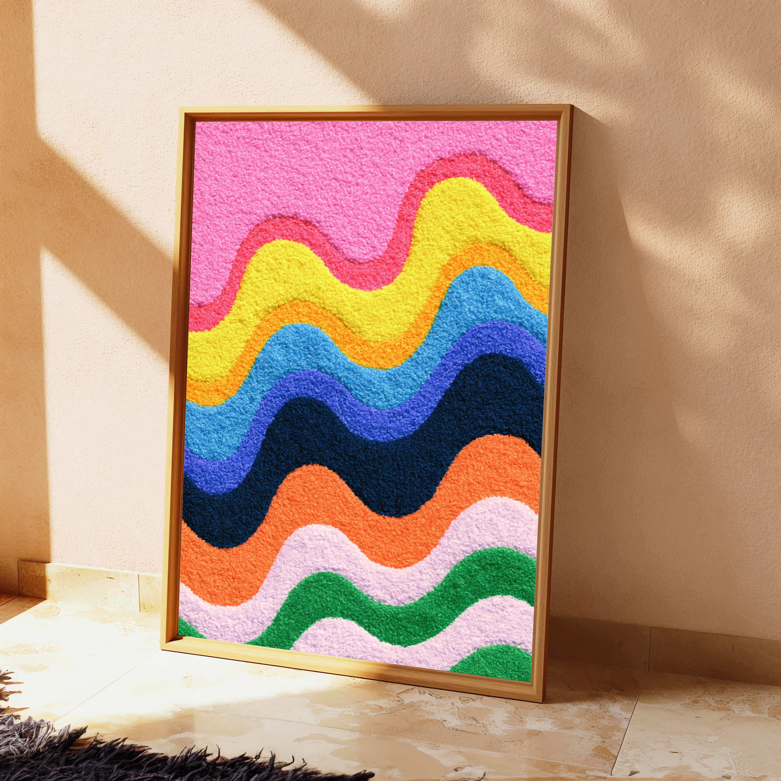 Colorful Wavy Stripes Abstract Art Print view 2