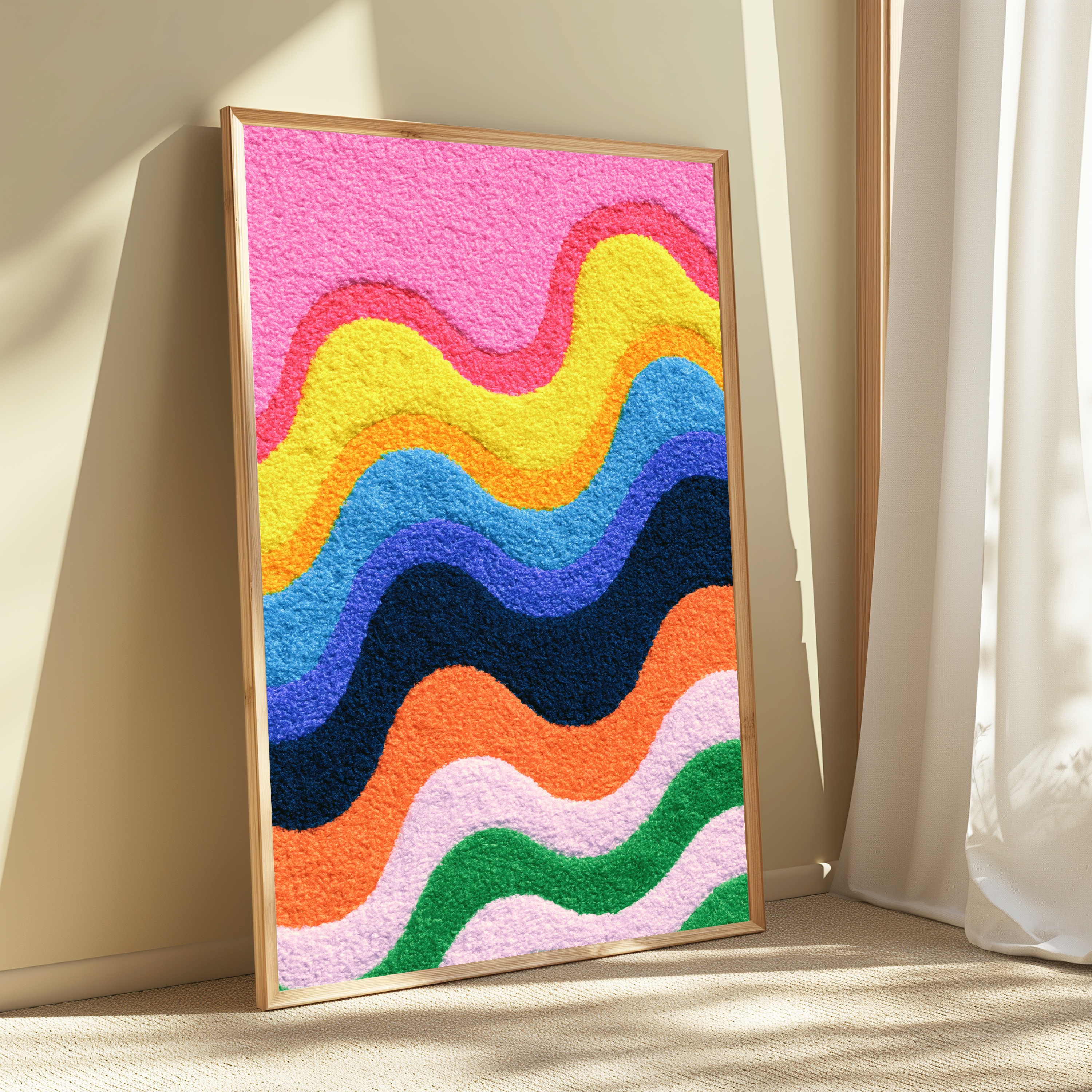 Colorful Wavy Stripes Abstract Art Print view 3