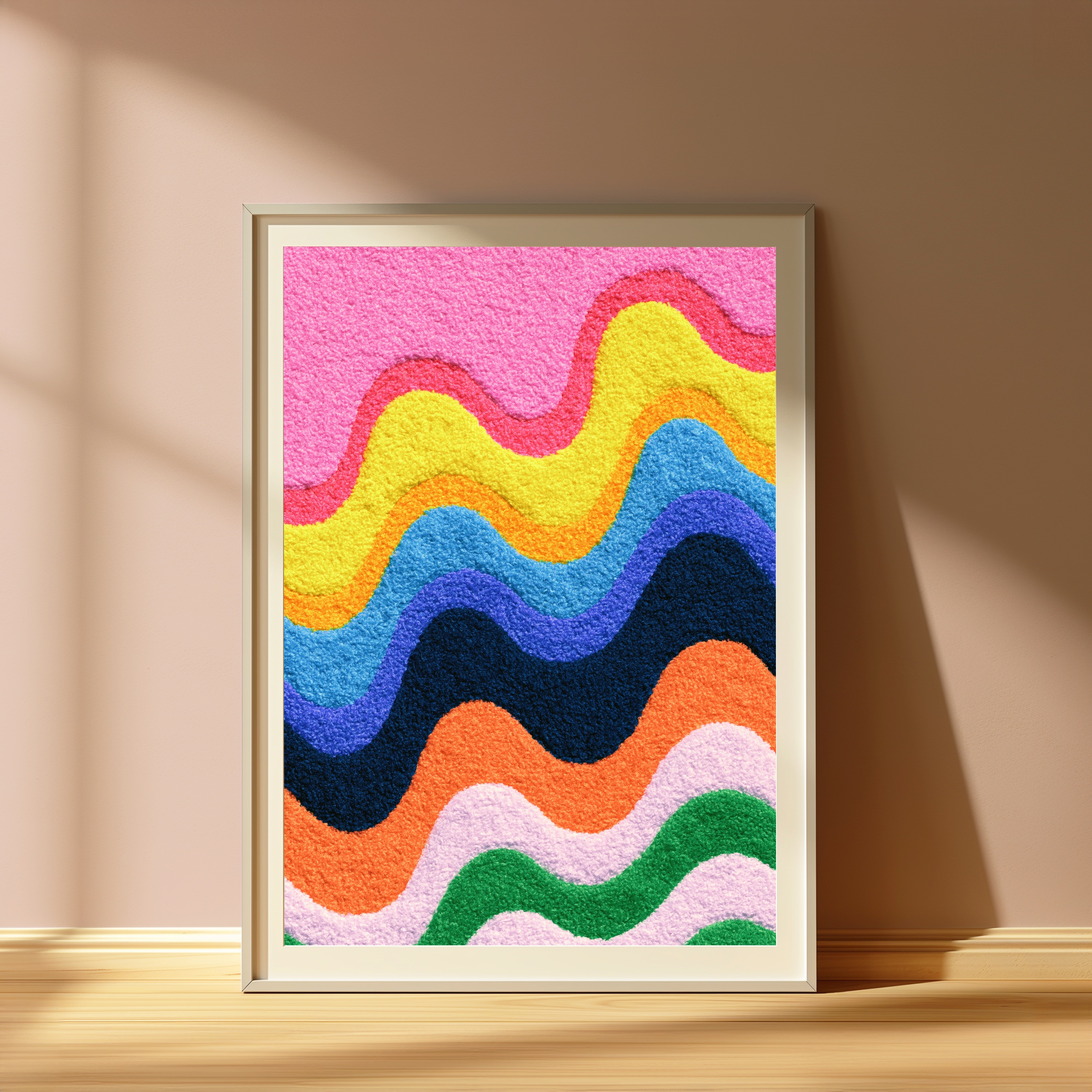 Colorful Wavy Stripes Abstract Art Print view 4