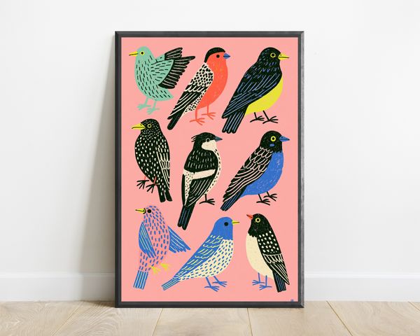 Colourful Birds Pop Art Print