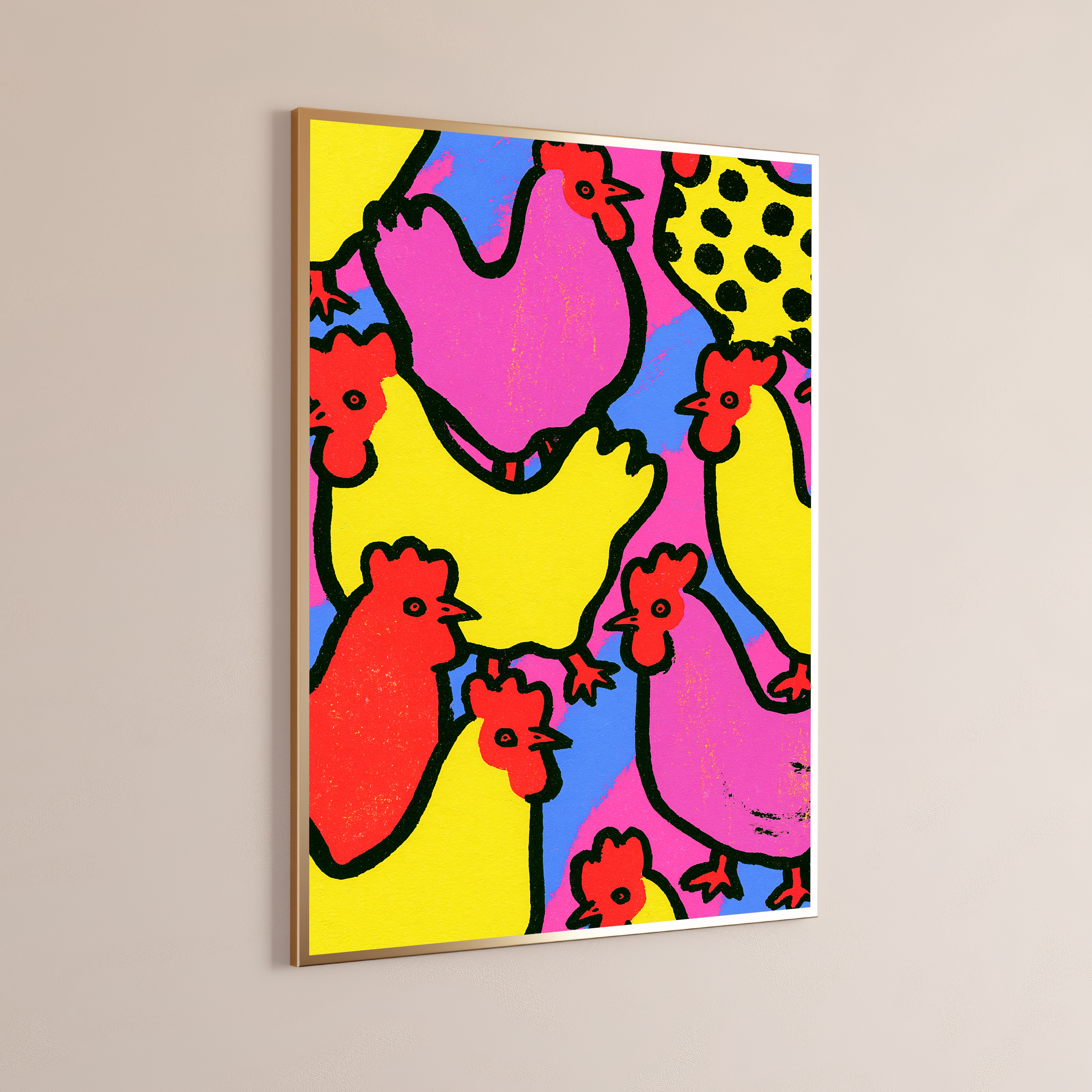 Colourful Chickens Pop Art Print