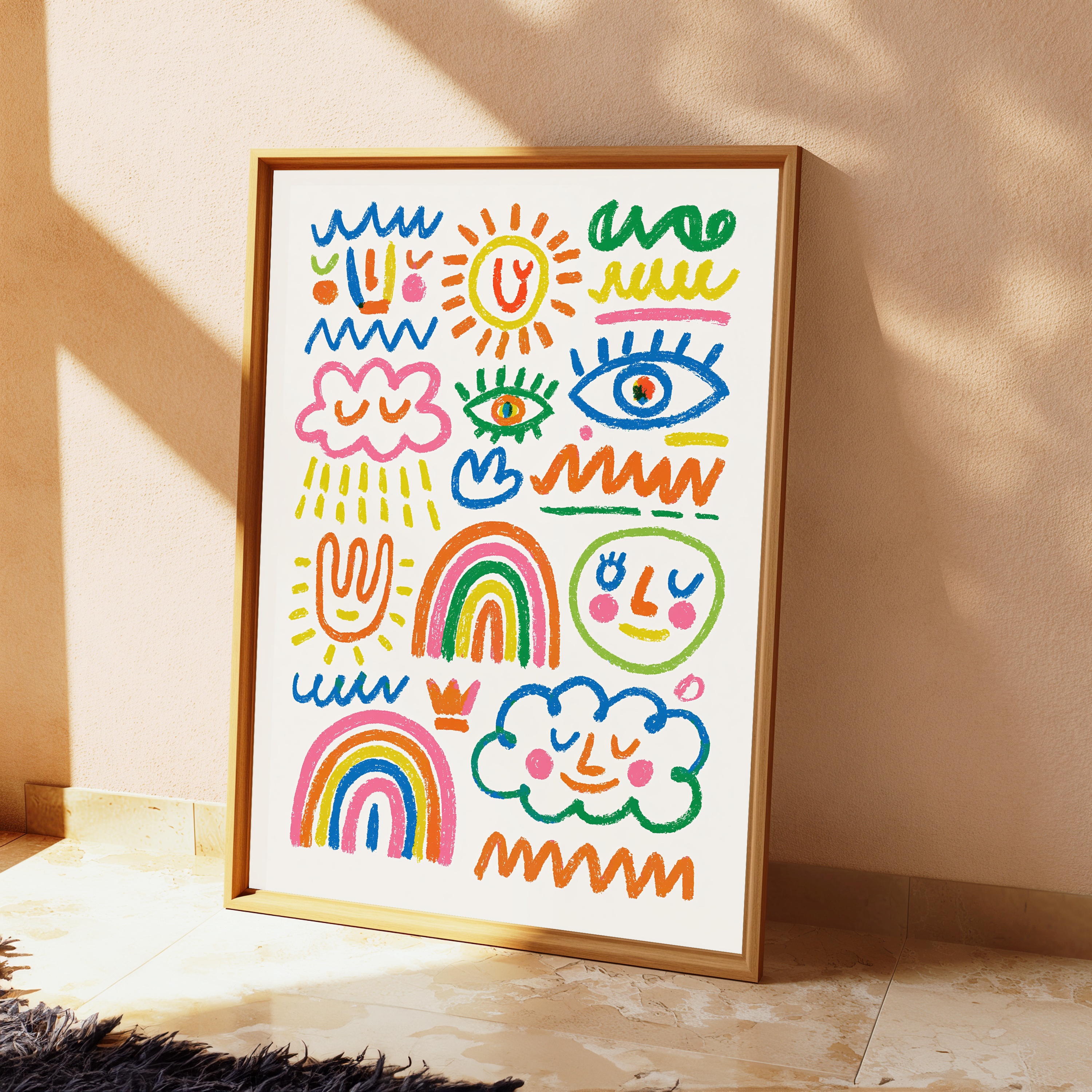 Colourful Doodle Characters Wall Art view 2