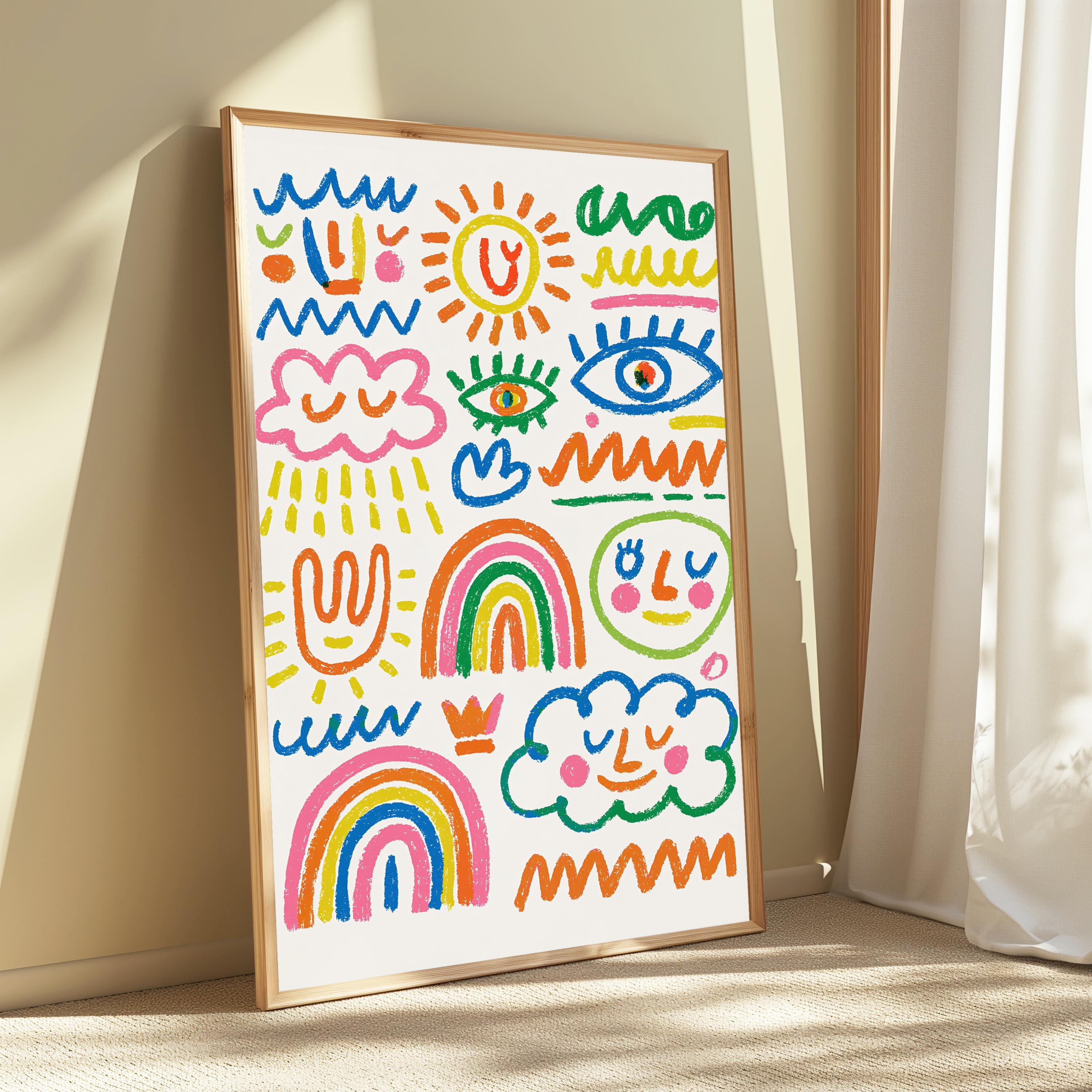 Colourful Doodle Characters Wall Art view 3