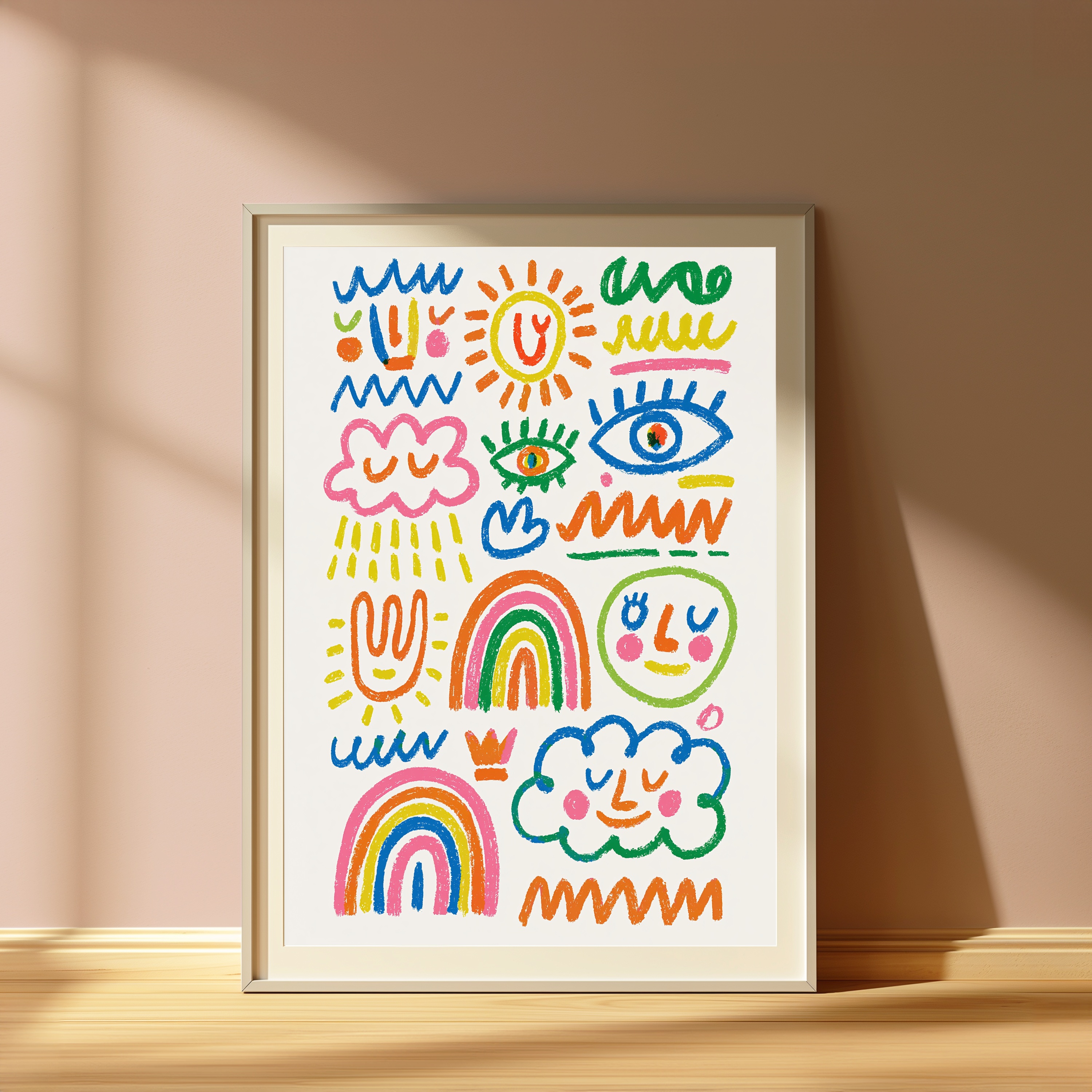 Colourful Doodle Characters Wall Art view 4