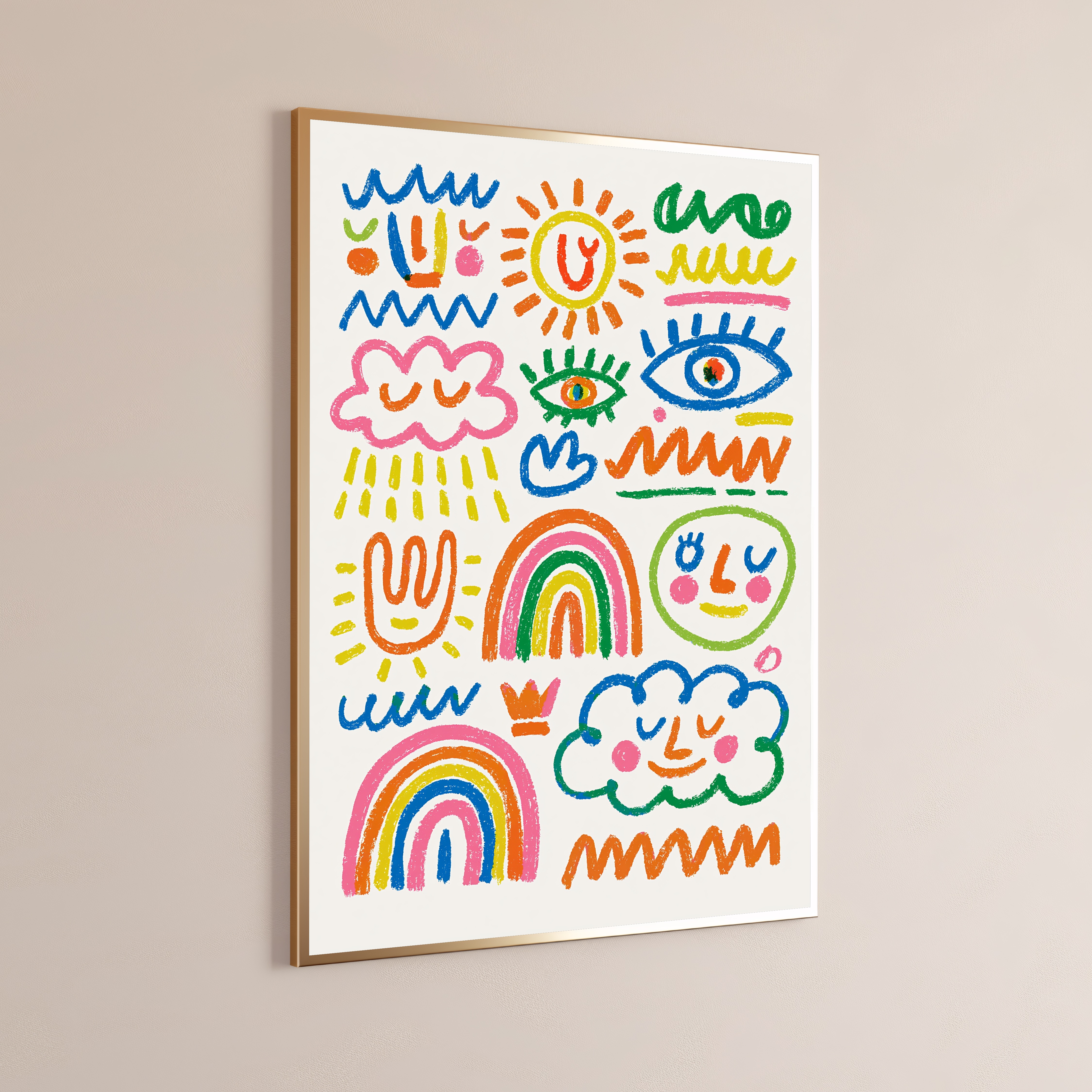 Colourful Doodle Characters Wall Art