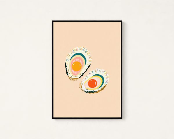 Vibrant Oyster Shell Wall Art Print