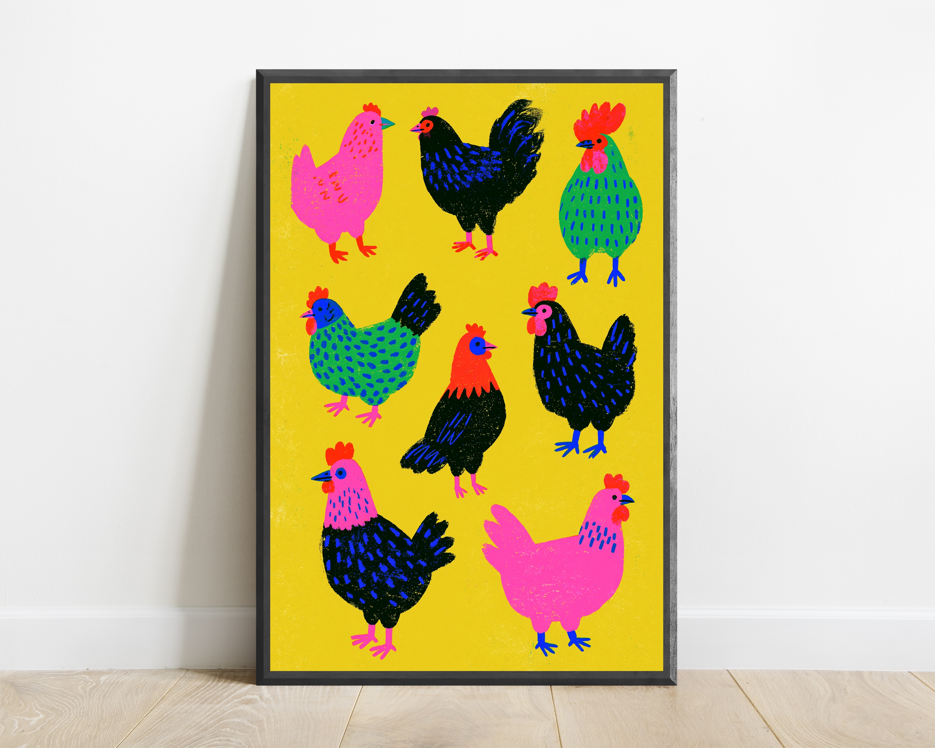 Colourful Roosters Pop Art Print