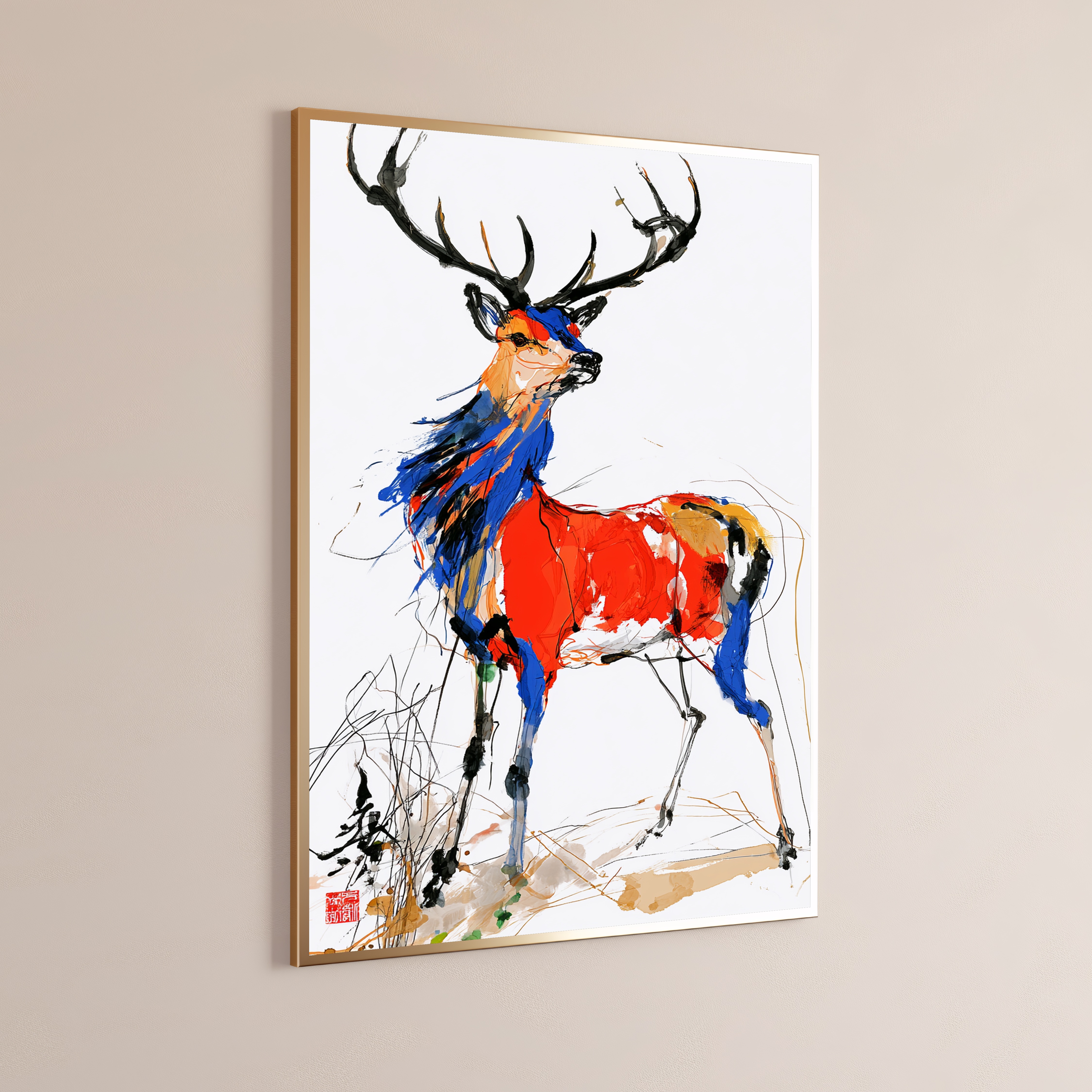 Colourful Stag Deer Pop Art Print