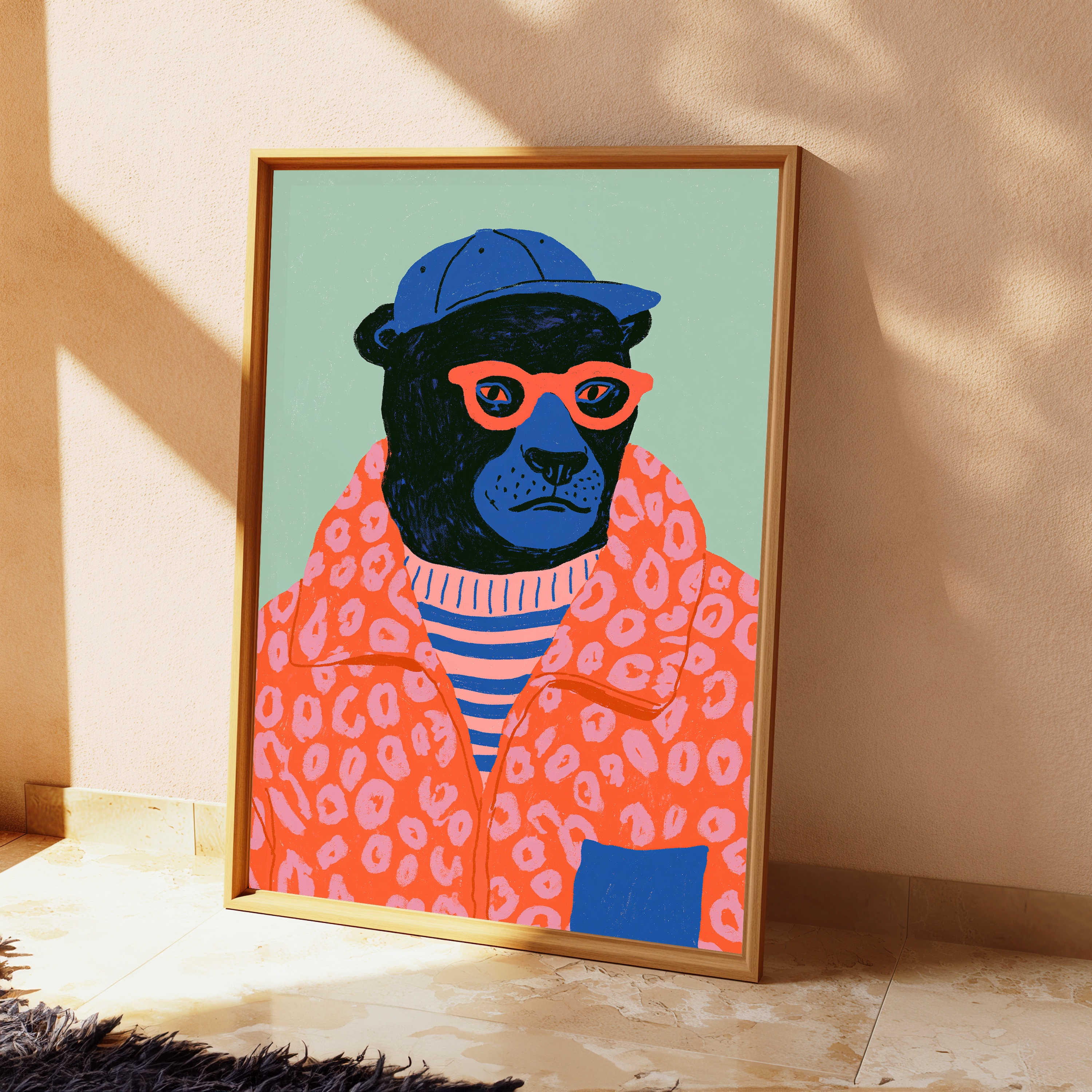 Cool Black Bear Sunglasses Pop Art Print view 2