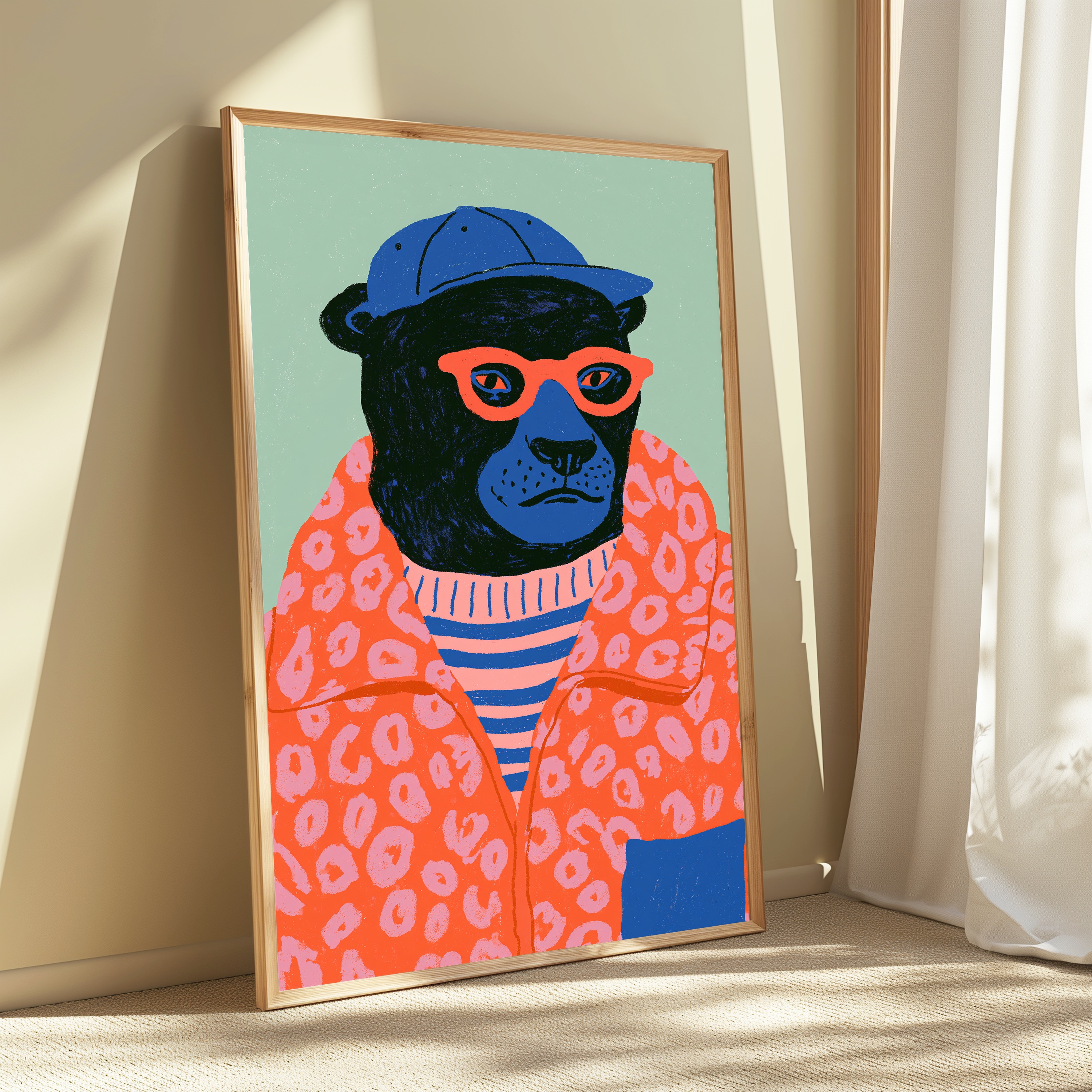 Cool Black Bear Sunglasses Pop Art Print view 3