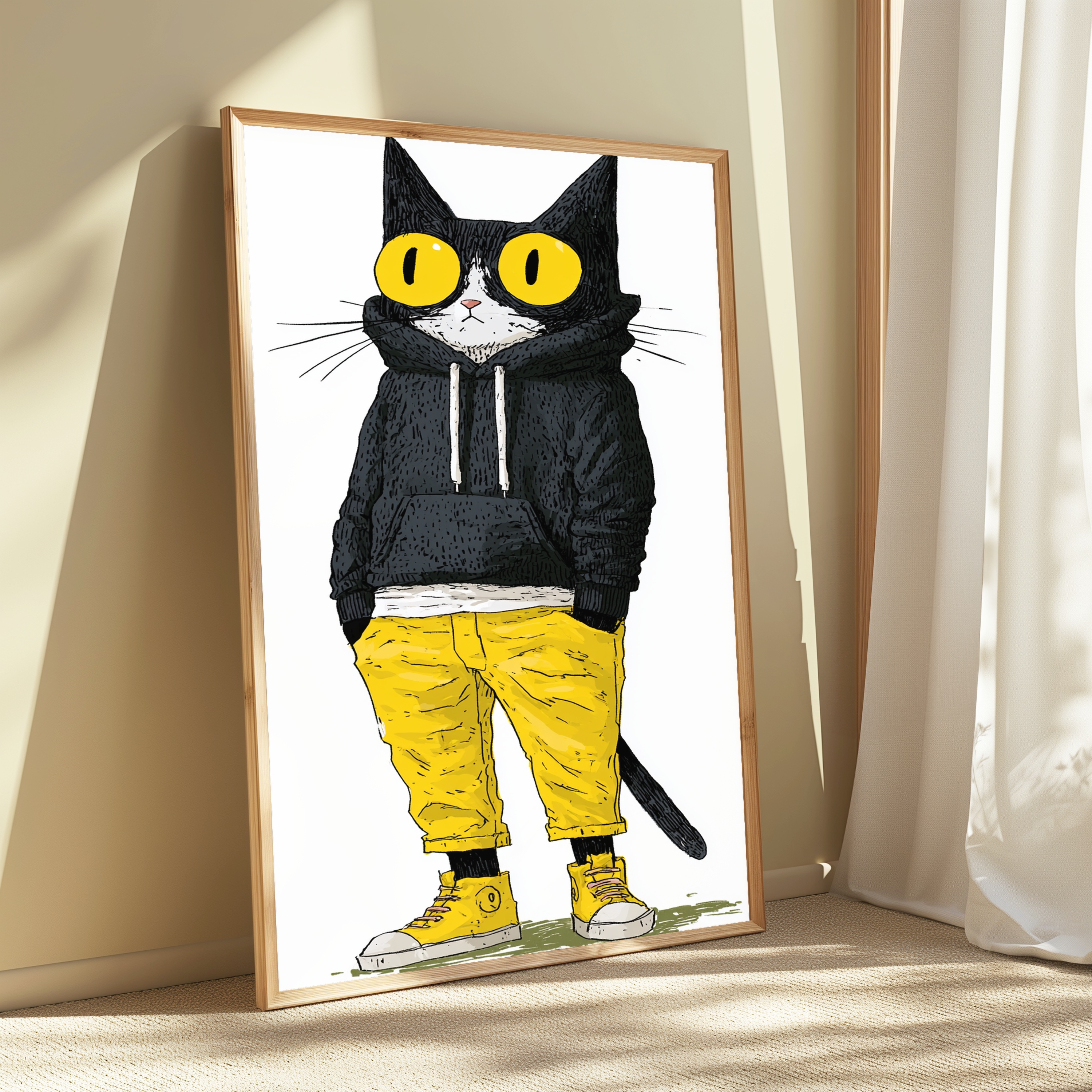Cool Black Cat Hoodie Pop Art Print view 3