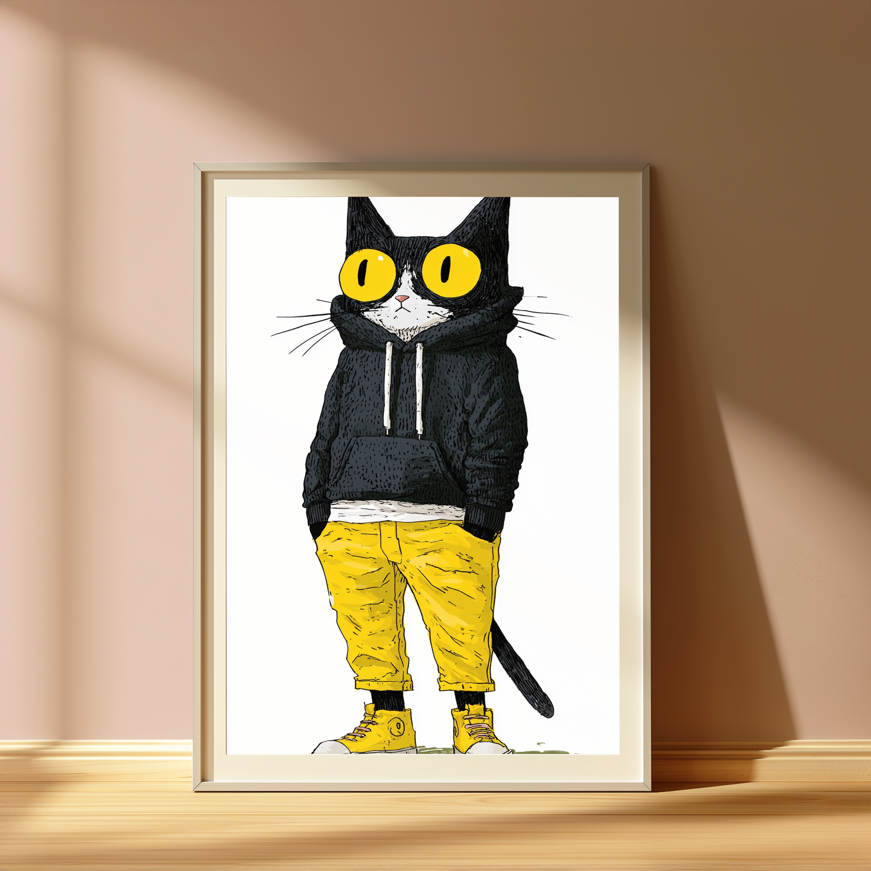 Cool Black Cat Hoodie Pop Art Print view 4