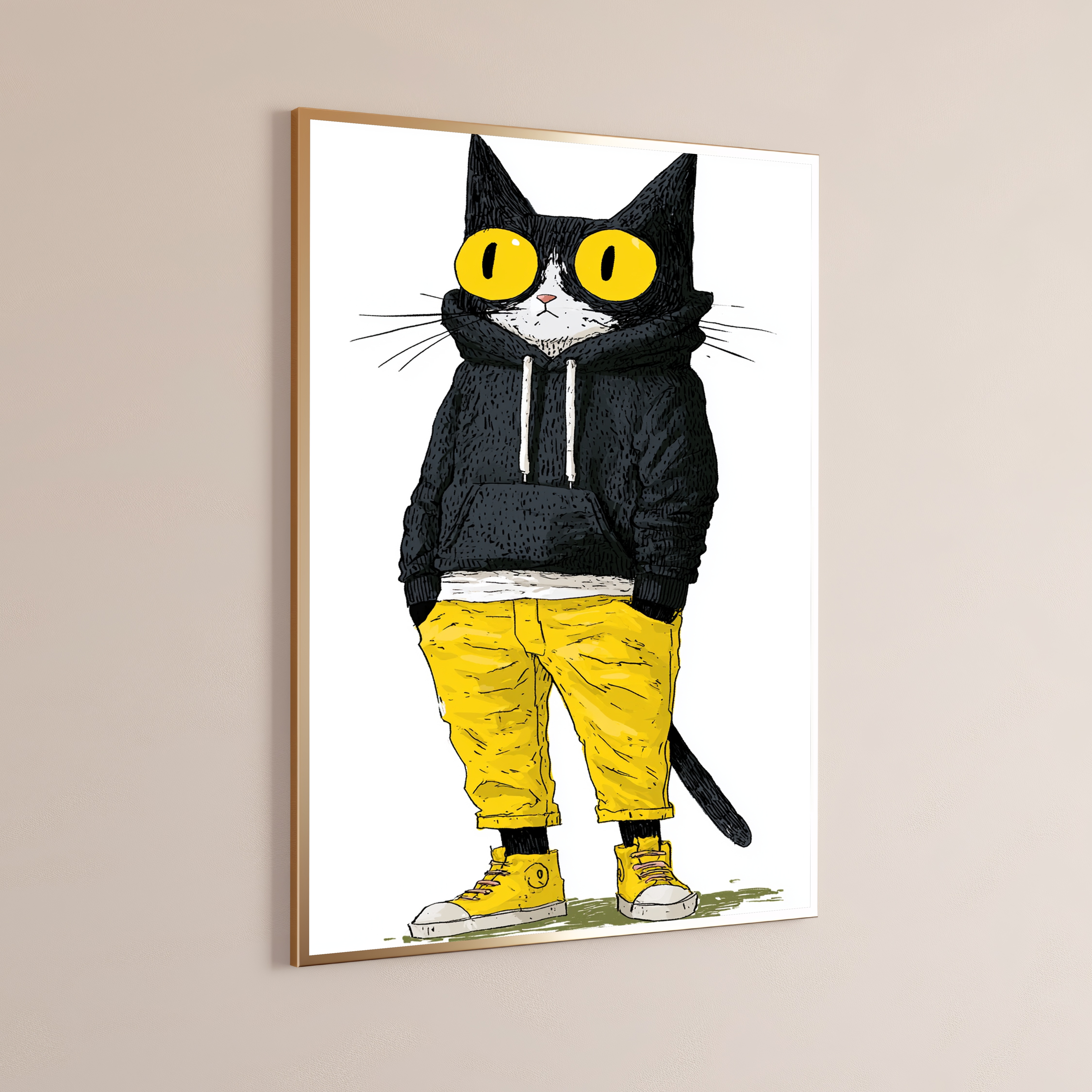 Cool Black Cat Hoodie Pop Art Print