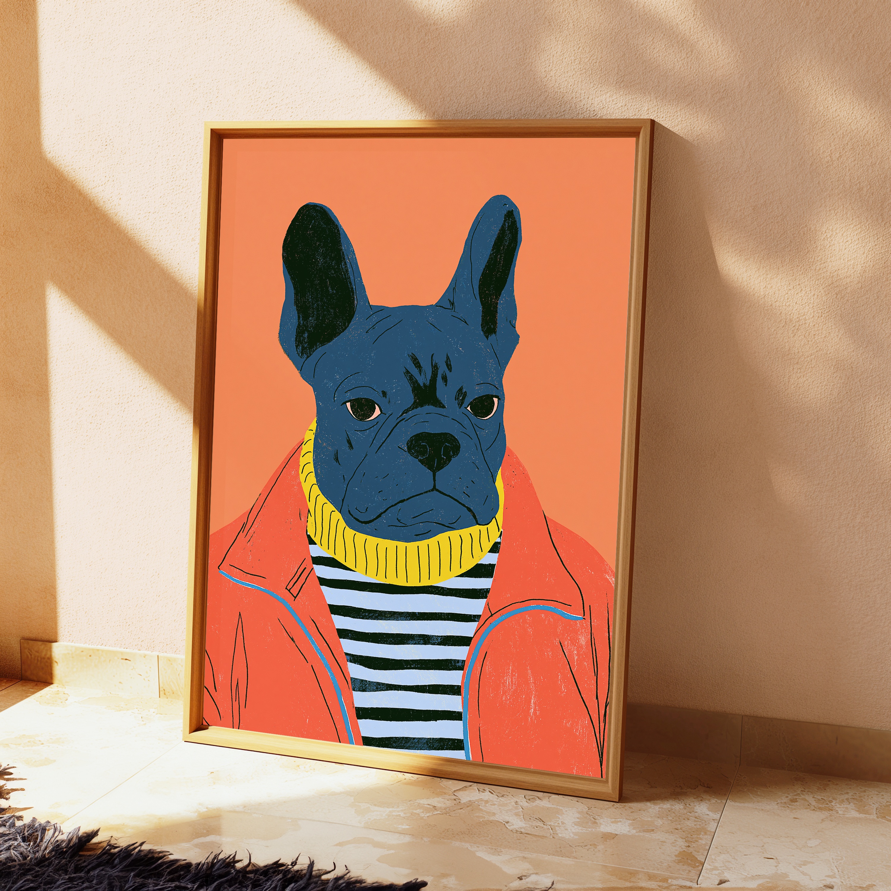 Cool Blue French Bulldog Pop Art Print view 2